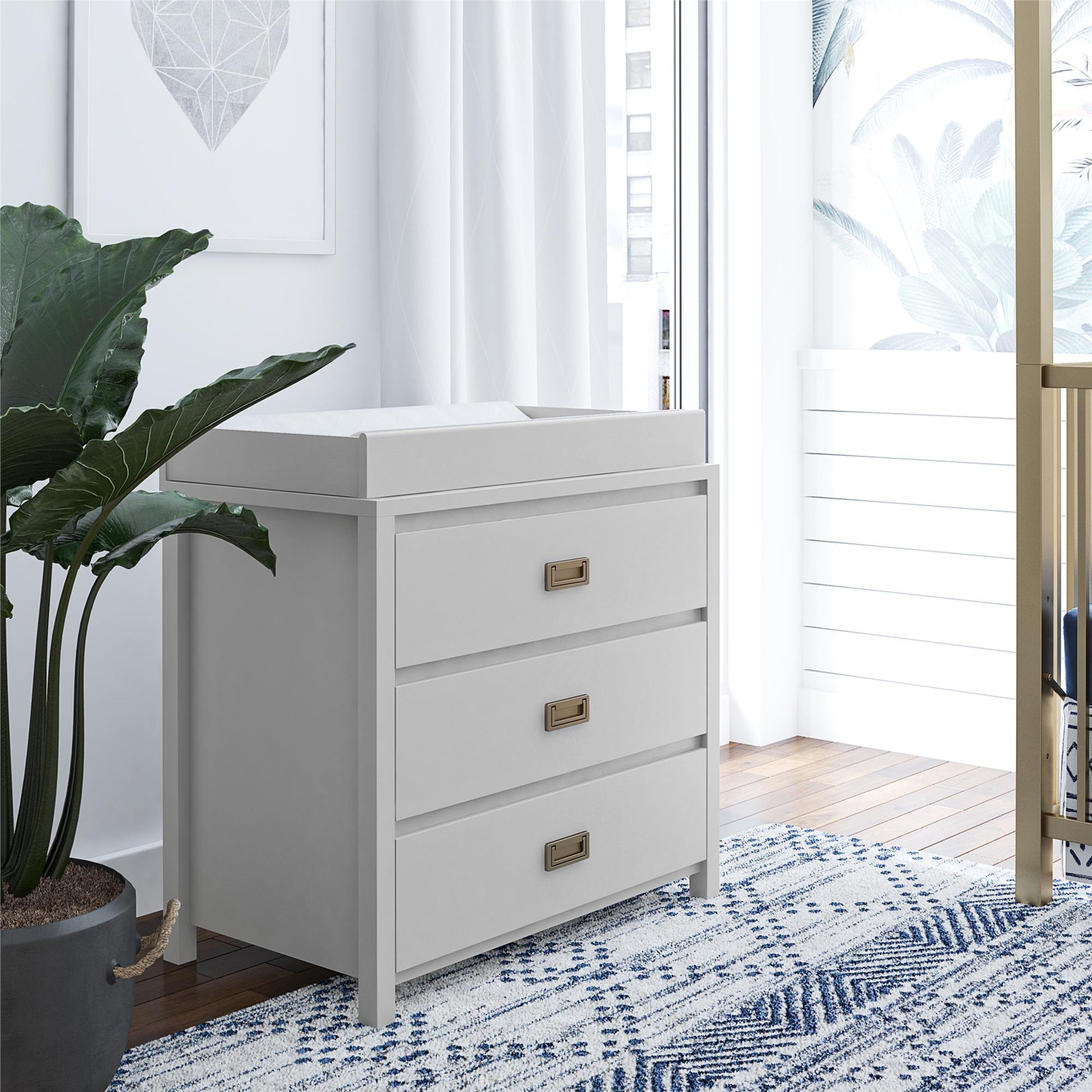 Monarch Hill Haven 3 Drawer Changing Dresser with Gold Drawer Pulls - Dove Gray