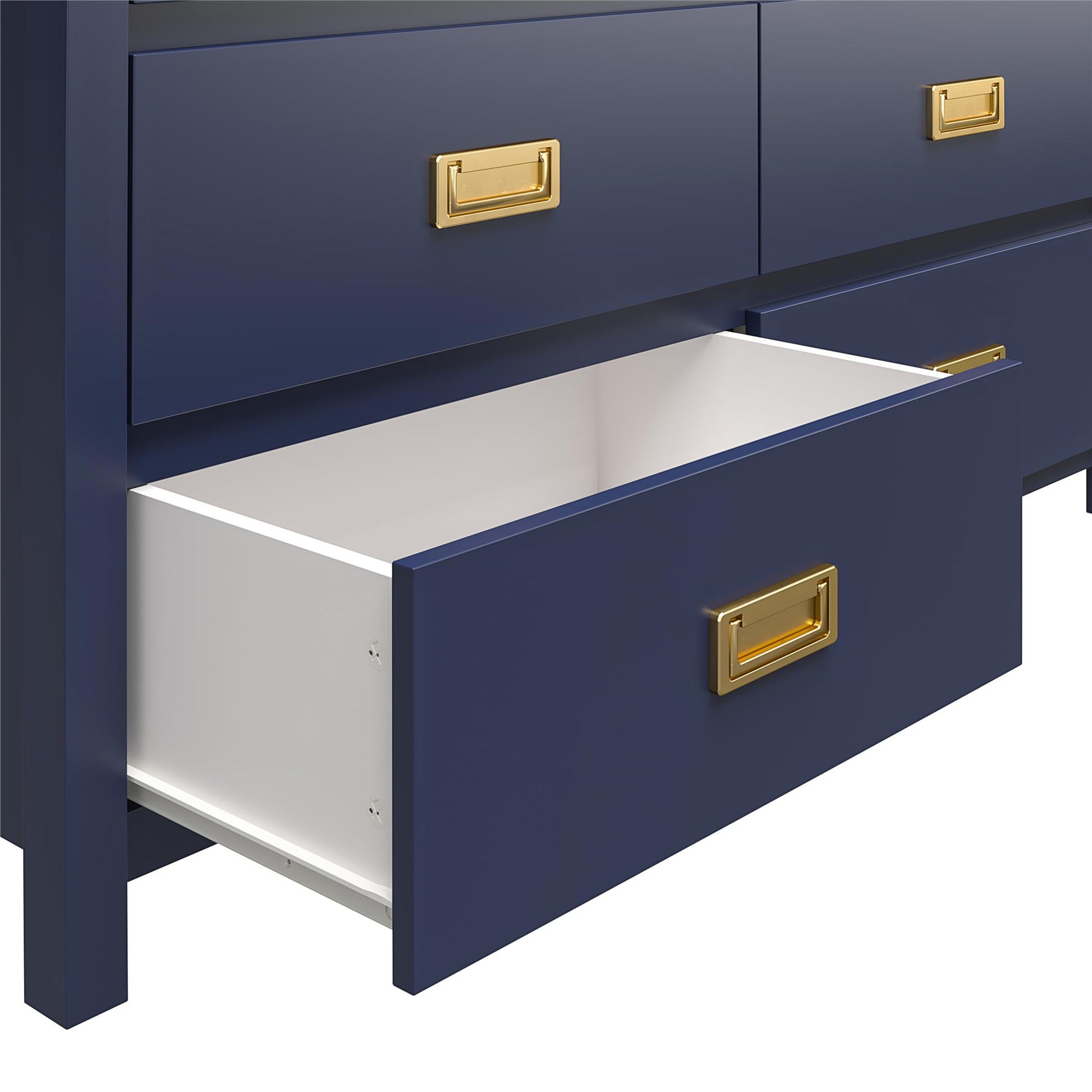 Monarch Hill Haven 6 Drawer Changing Dresser with Gold Drawer Pulls - Navy