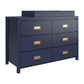 Monarch Hill Haven 6 Drawer Changing Dresser with Gold Drawer Pulls - Navy