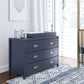 Monarch Hill Haven 6 Drawer Changing Dresser with Gold Drawer Pulls - Navy