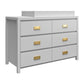 Monarch Hill Haven 6 Drawer Changing Dresser with Gold Drawer Pulls - Dove Gray