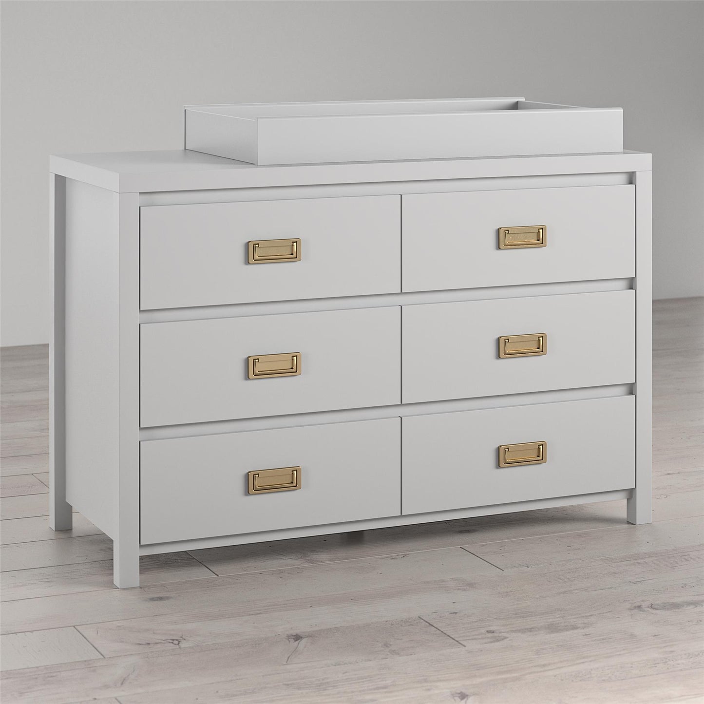 Monarch Hill Haven 6 Drawer Changing Dresser with Gold Drawer Pulls - Dove Gray