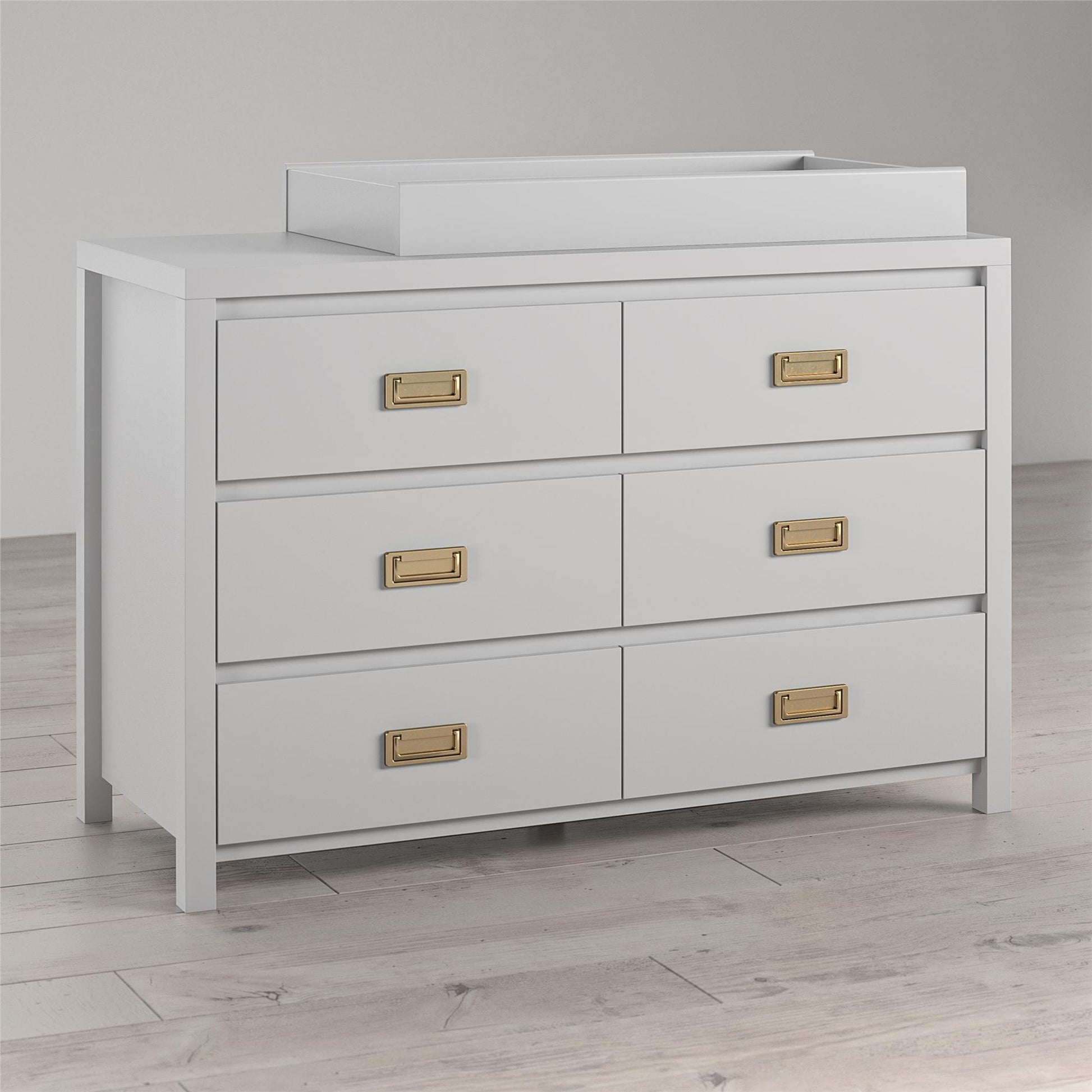 Monarch Hill Haven 6 Drawer Changing Dresser with Gold Drawer Pulls - Dove Gray