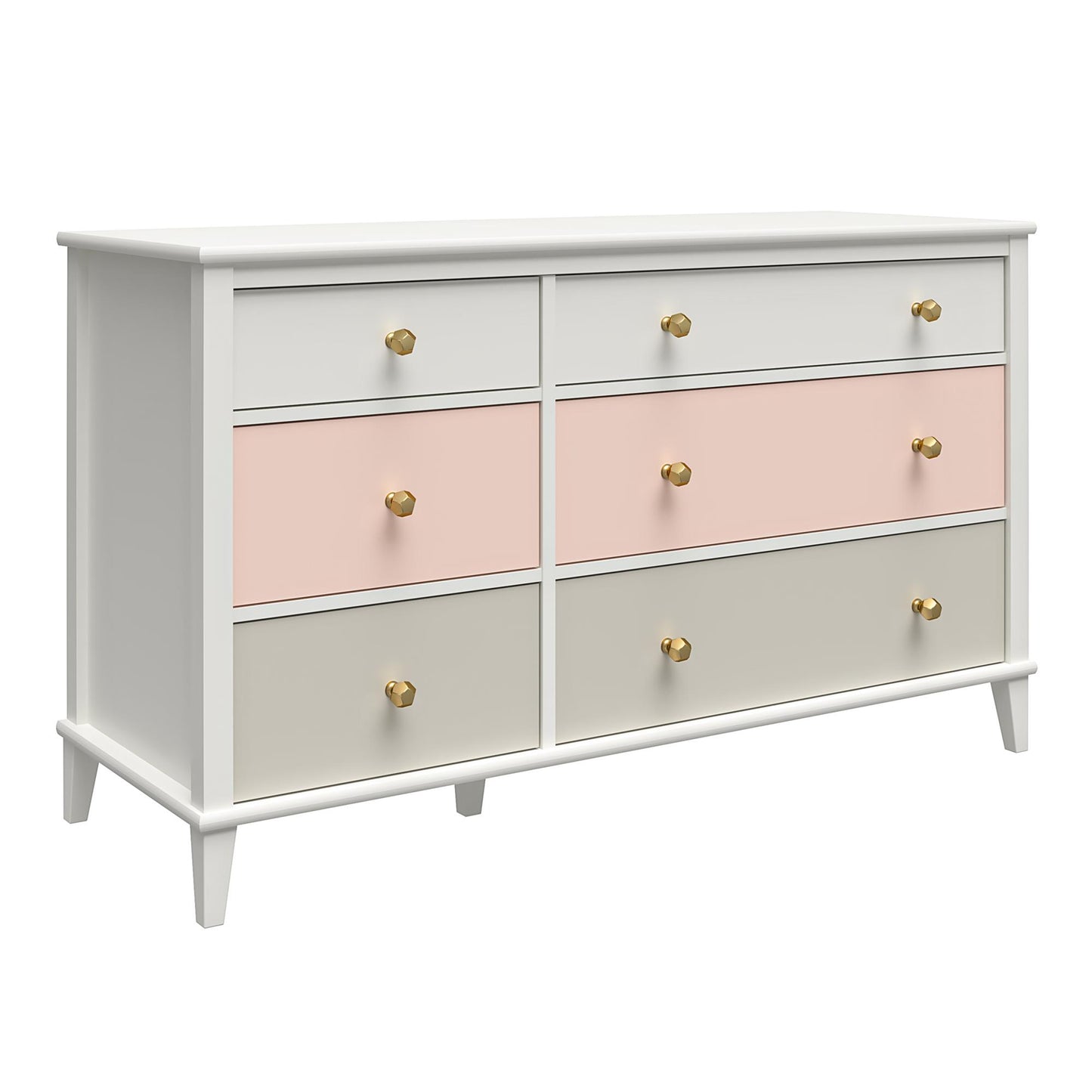 Monarch Hill Poppy 6 Drawer Dresser with 2 Sets of Knobs - Peach