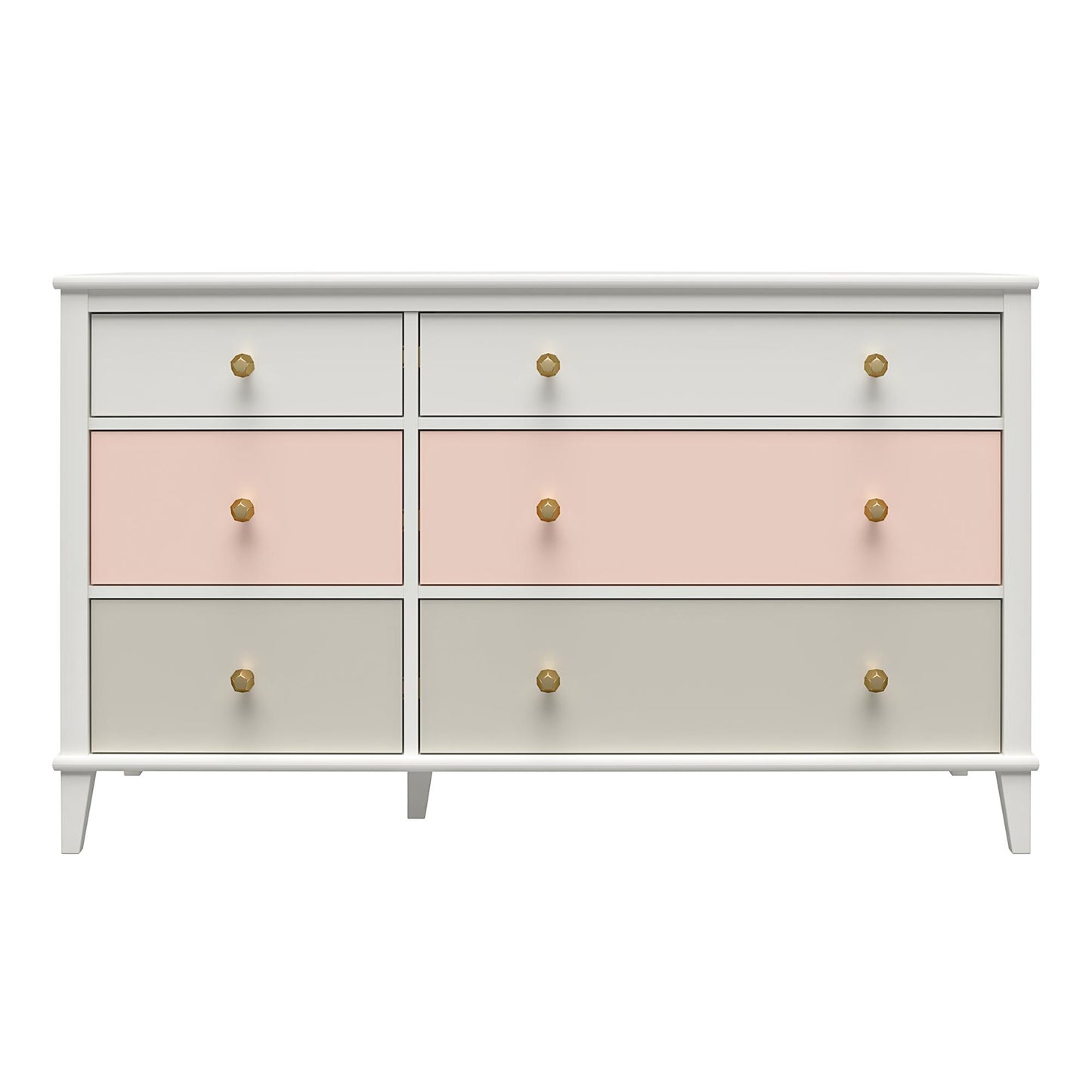 Monarch Hill Poppy 6 Drawer Dresser with 2 Sets of Knobs - Peach