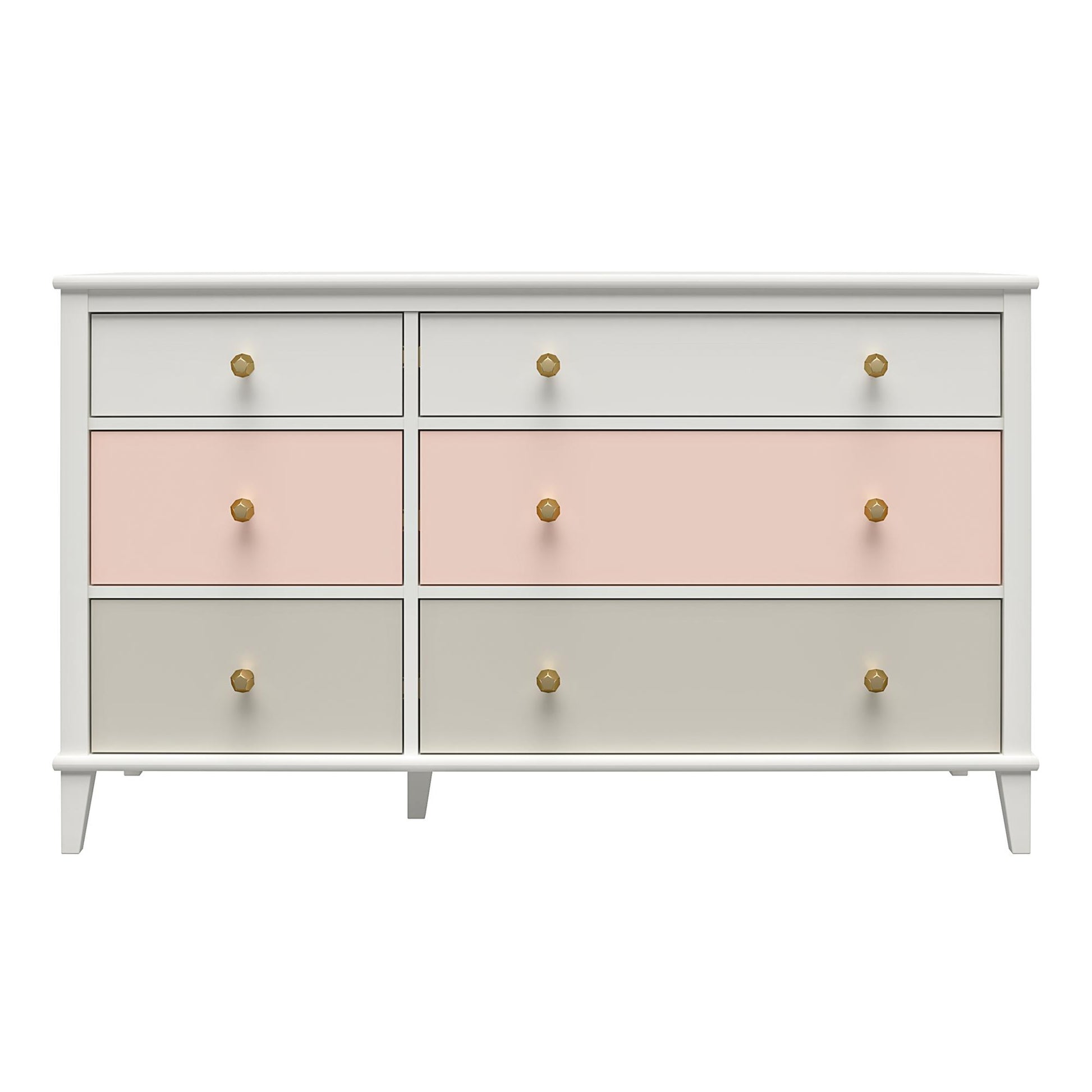 Monarch Hill Poppy 6 Drawer Dresser with 2 Sets of Knobs - Peach
