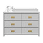 Monarch Hill Haven 6 Drawer Changing Dresser with Gold Drawer Pulls - Dove Gray