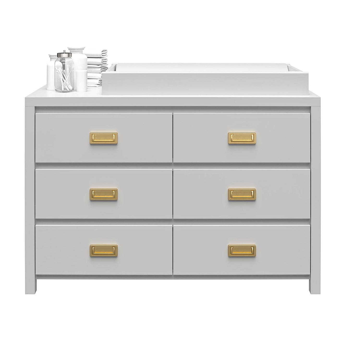 Monarch Hill Haven 6 Drawer Changing Dresser with Gold Drawer Pulls - Dove Gray