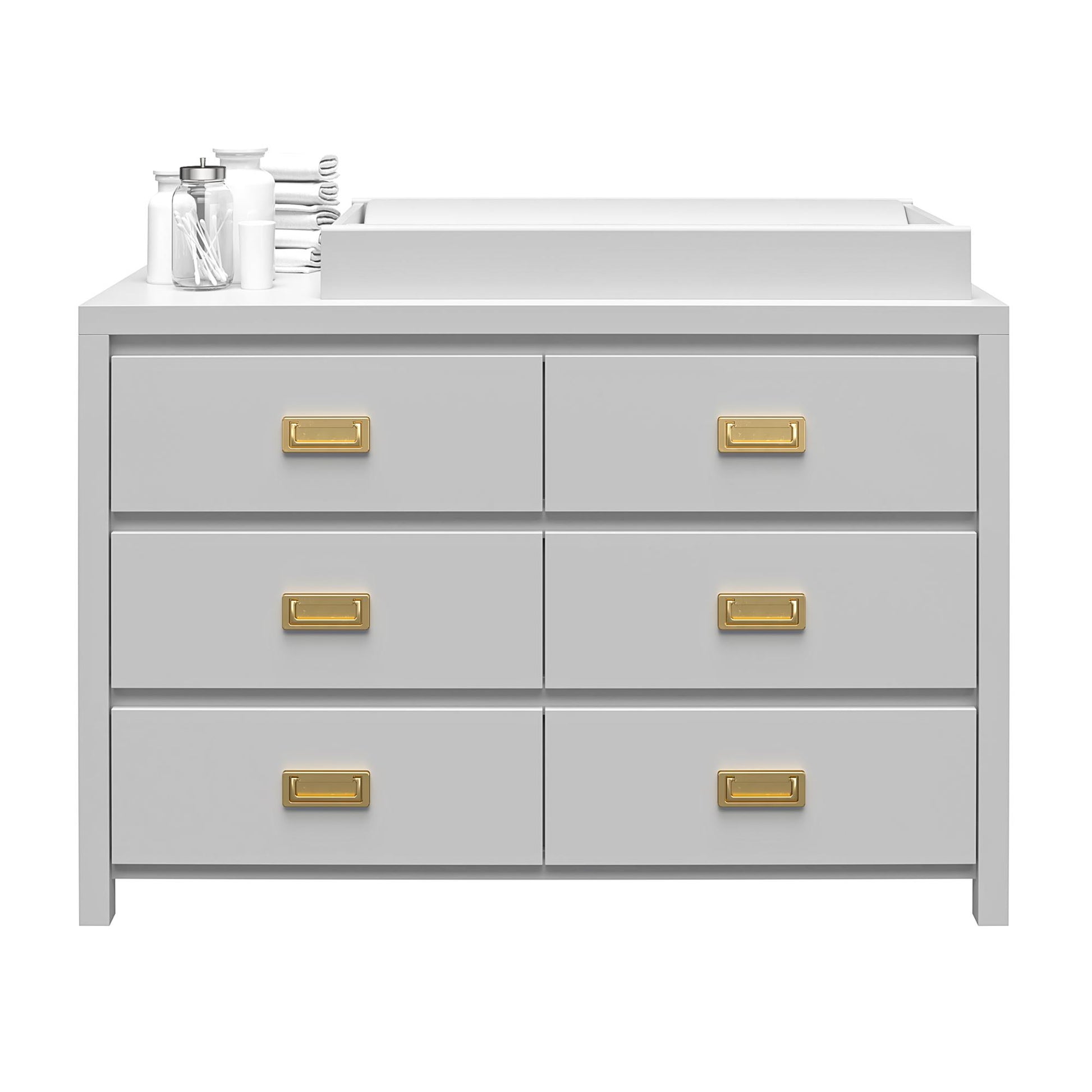 Monarch Hill Haven 6 Drawer Changing Dresser with Gold Drawer Pulls - Dove Gray