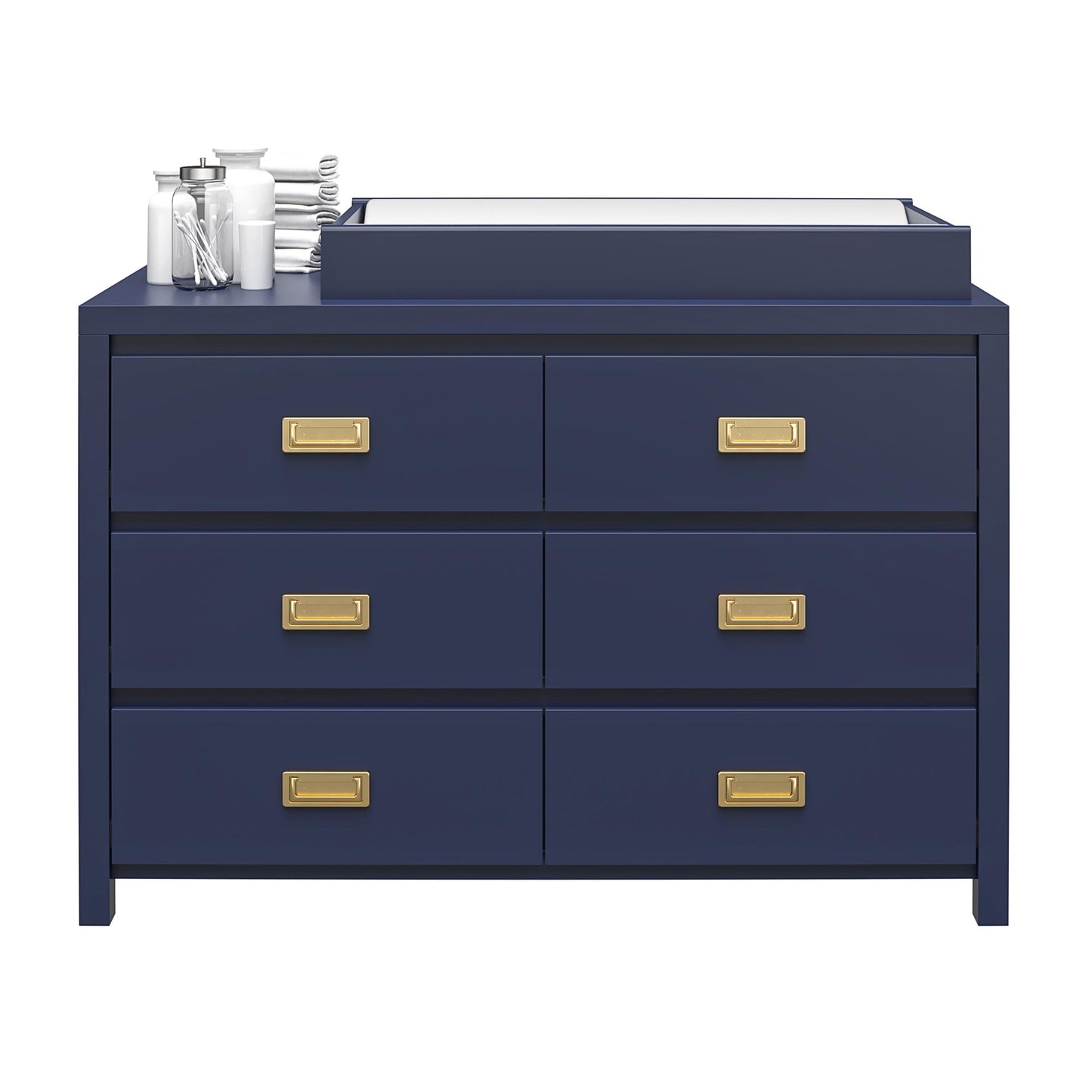 Monarch Hill Haven 6 Drawer Changing Dresser with Gold Drawer Pulls - Navy