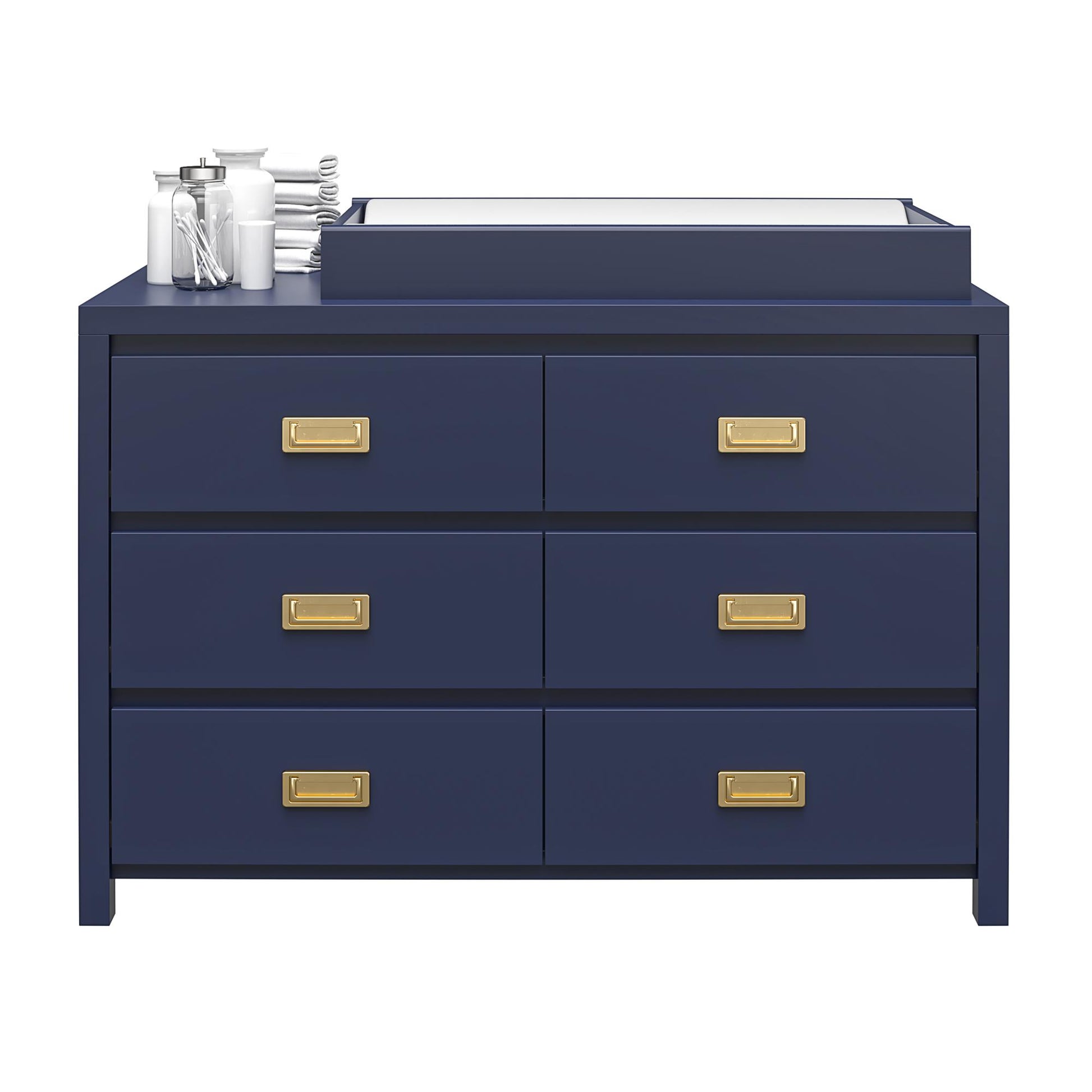 Monarch Hill Haven 6 Drawer Changing Dresser with Gold Drawer Pulls - Navy