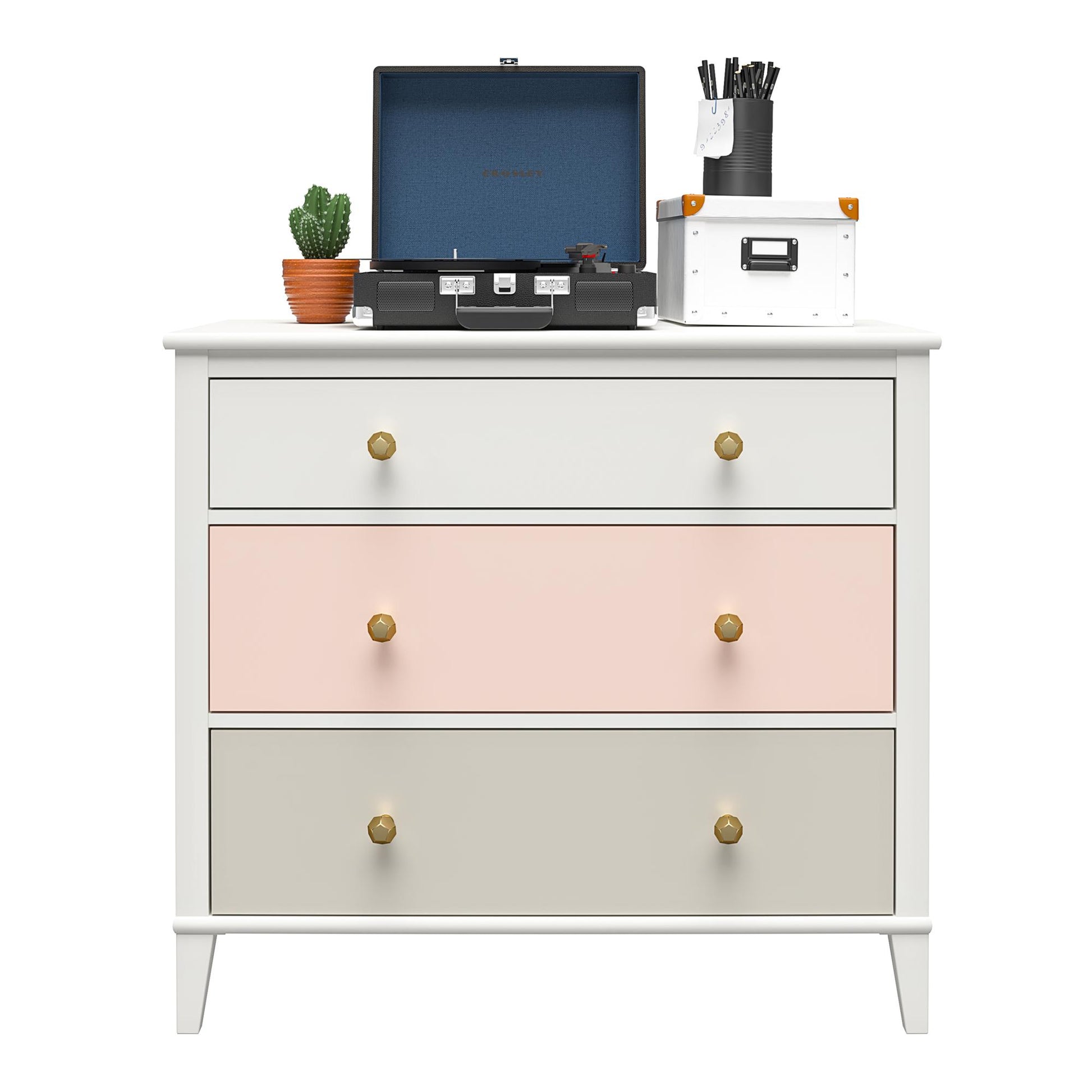 Monarch Hill Poppy 3 Drawer Dresser with 2 Sets of Knobs - Peach