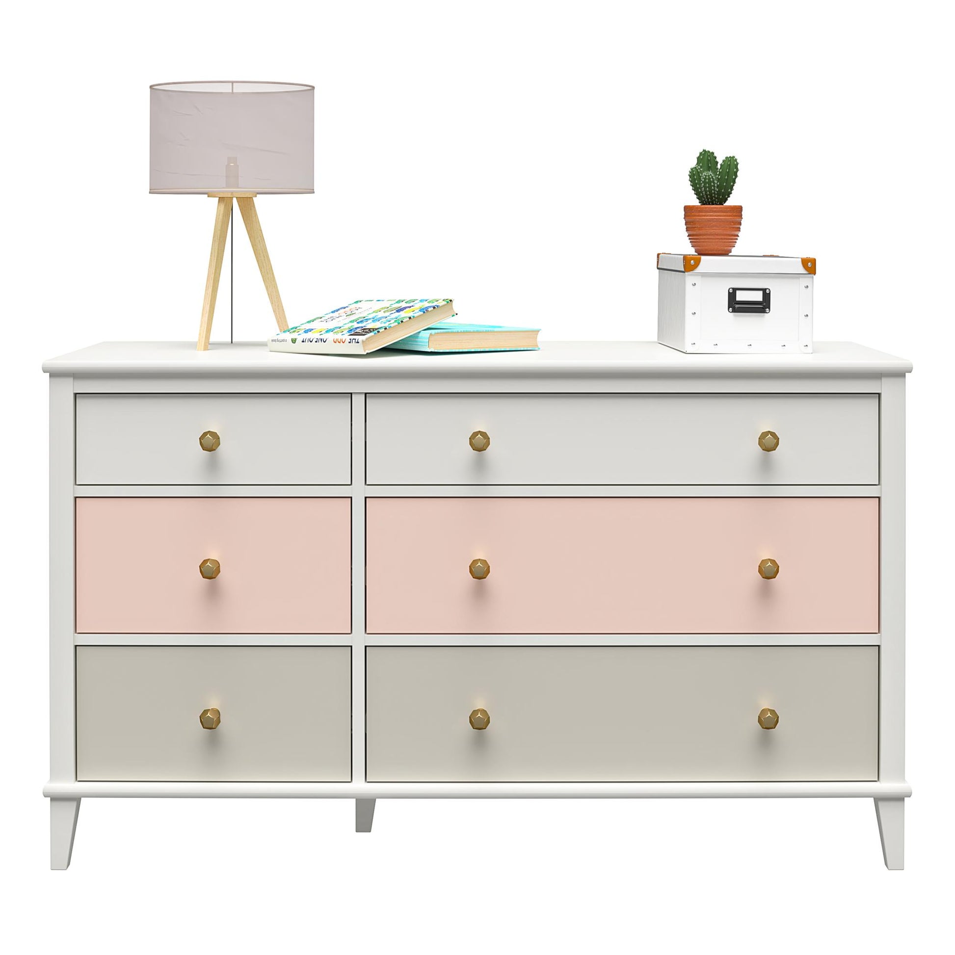 Monarch Hill Poppy 6 Drawer Dresser with 2 Sets of Knobs - Peach