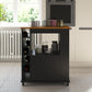 Williams Mobile Kitchen Cart with Wine Bottle Storage - Black