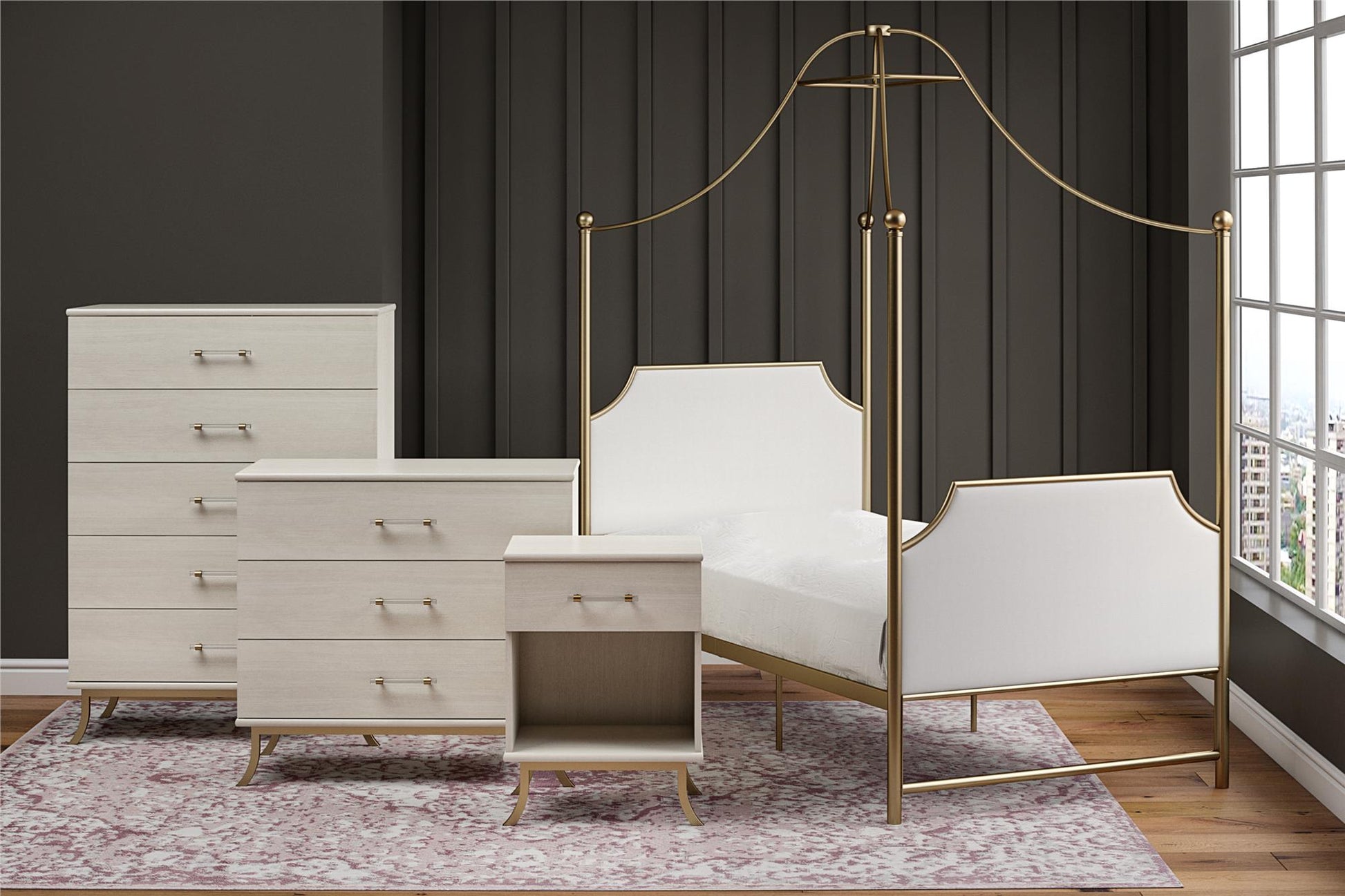 Monarch Hill Clementine White Nightstand with 1 Drawer - Ivory Oak