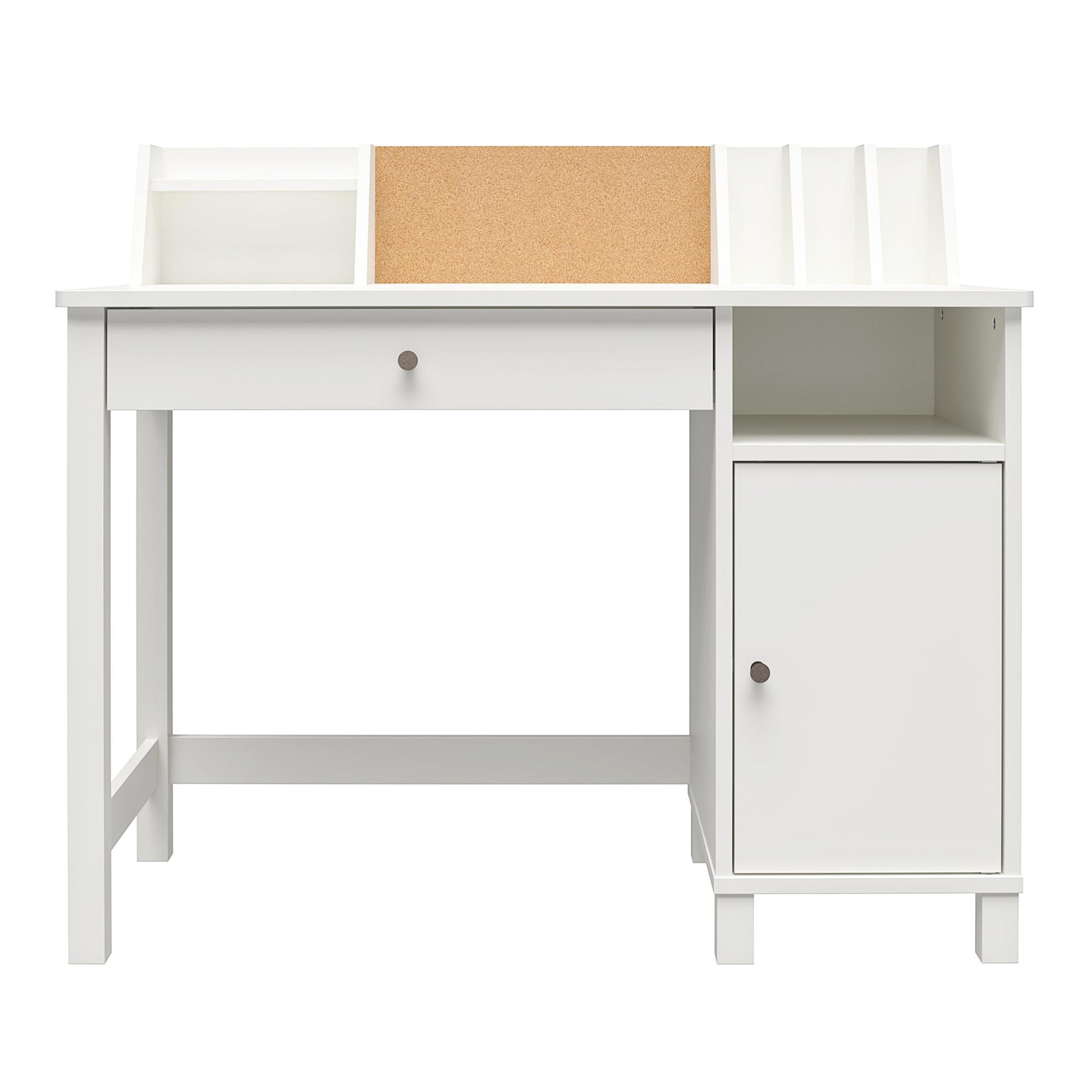 Abigail Kids Desk with Divided Storage Hutch and Chair - White