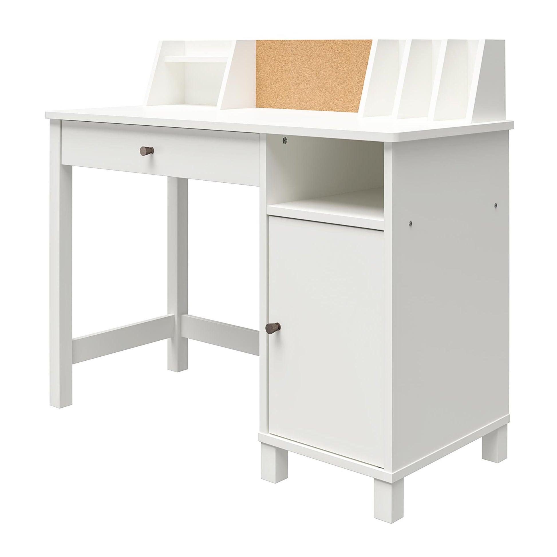 Abigail Kids Desk with Divided Storage Hutch and Chair - White