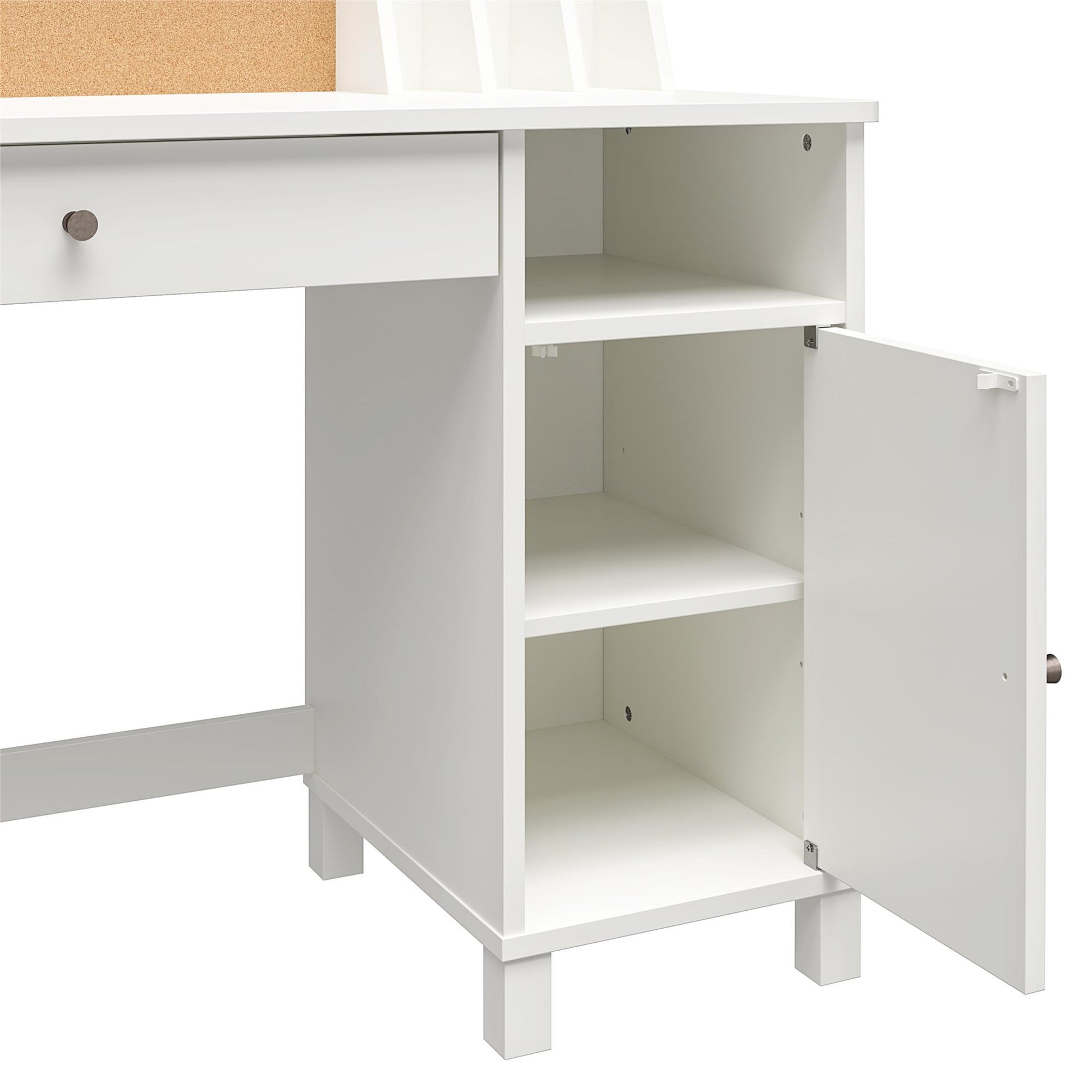 Abigail Kids Desk with Divided Storage Hutch and Chair - White