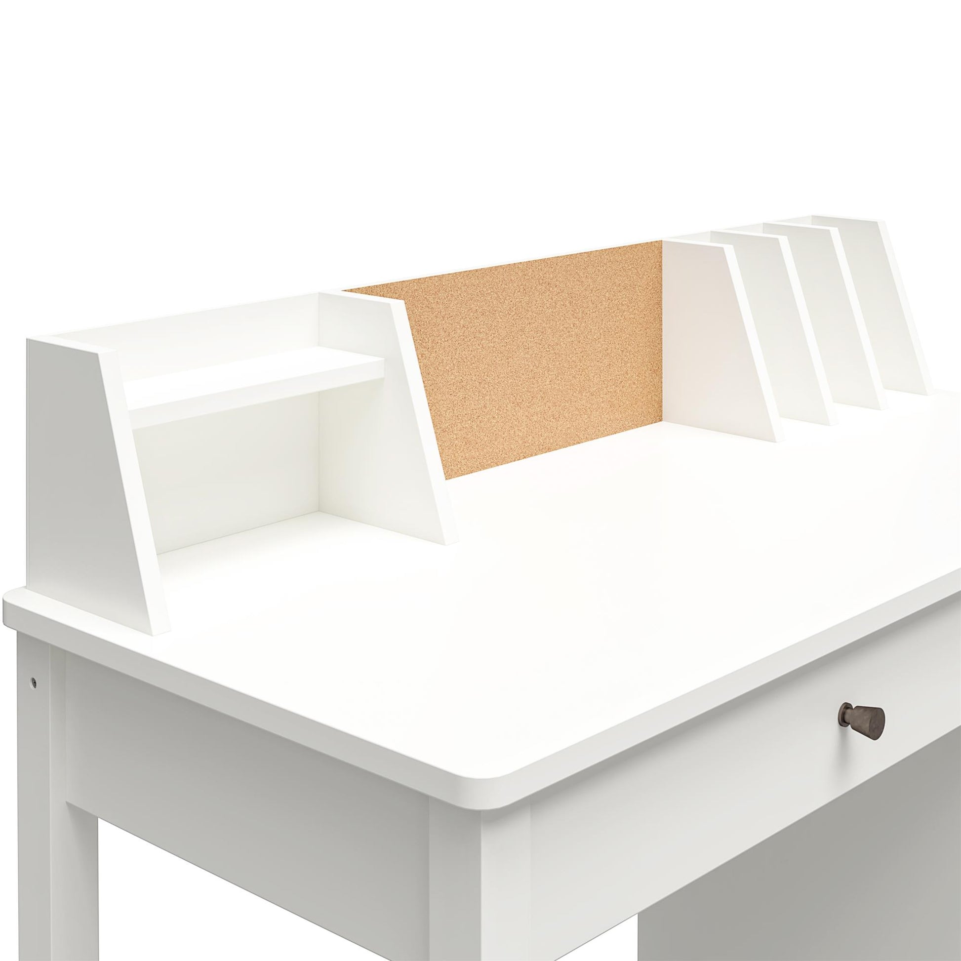 Abigail Kids Desk with Divided Storage Hutch and Chair - White