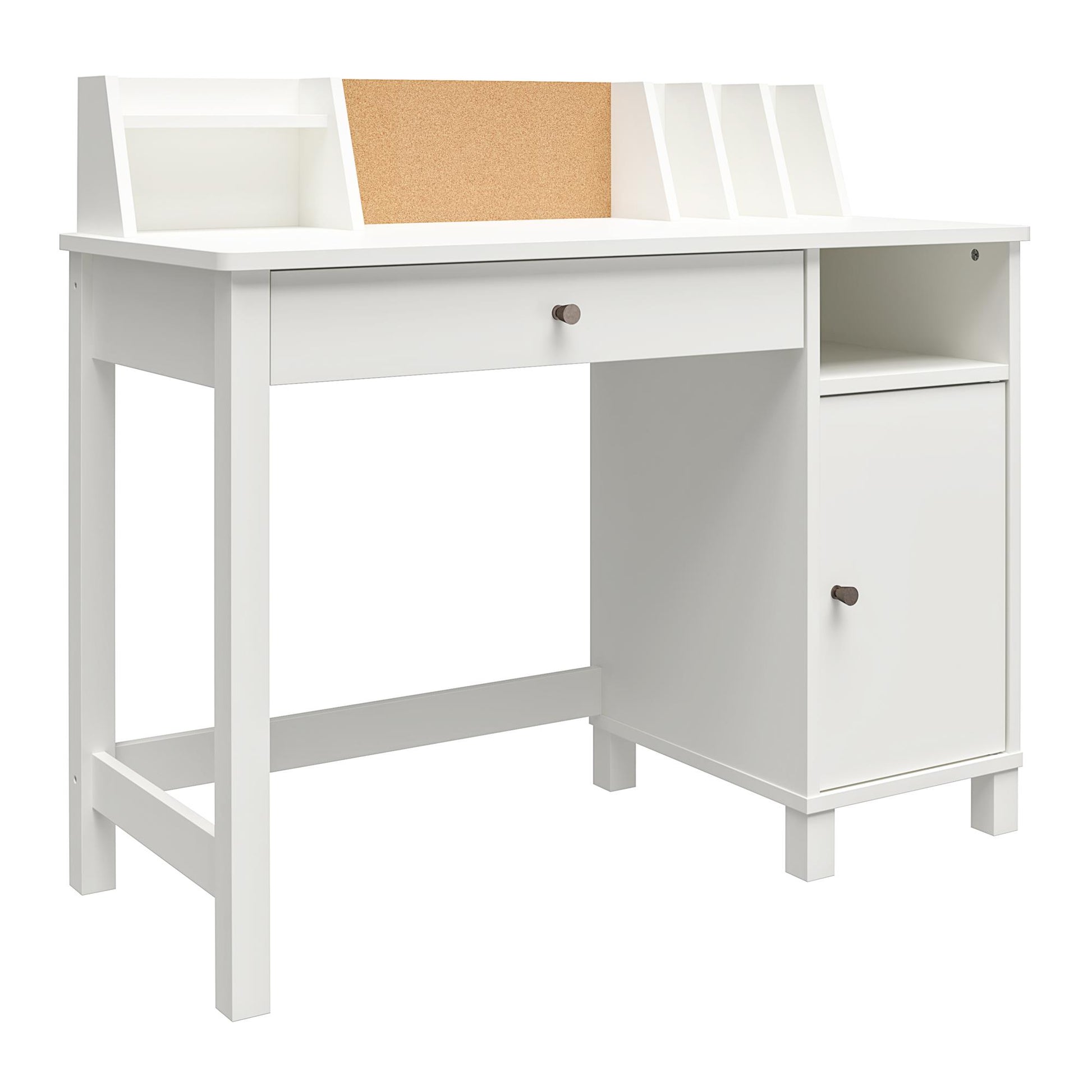 Abigail Kids Desk with Divided Storage Hutch and Chair - White