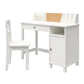 Abigail Kids Desk with Divided Storage Hutch and Chair - White