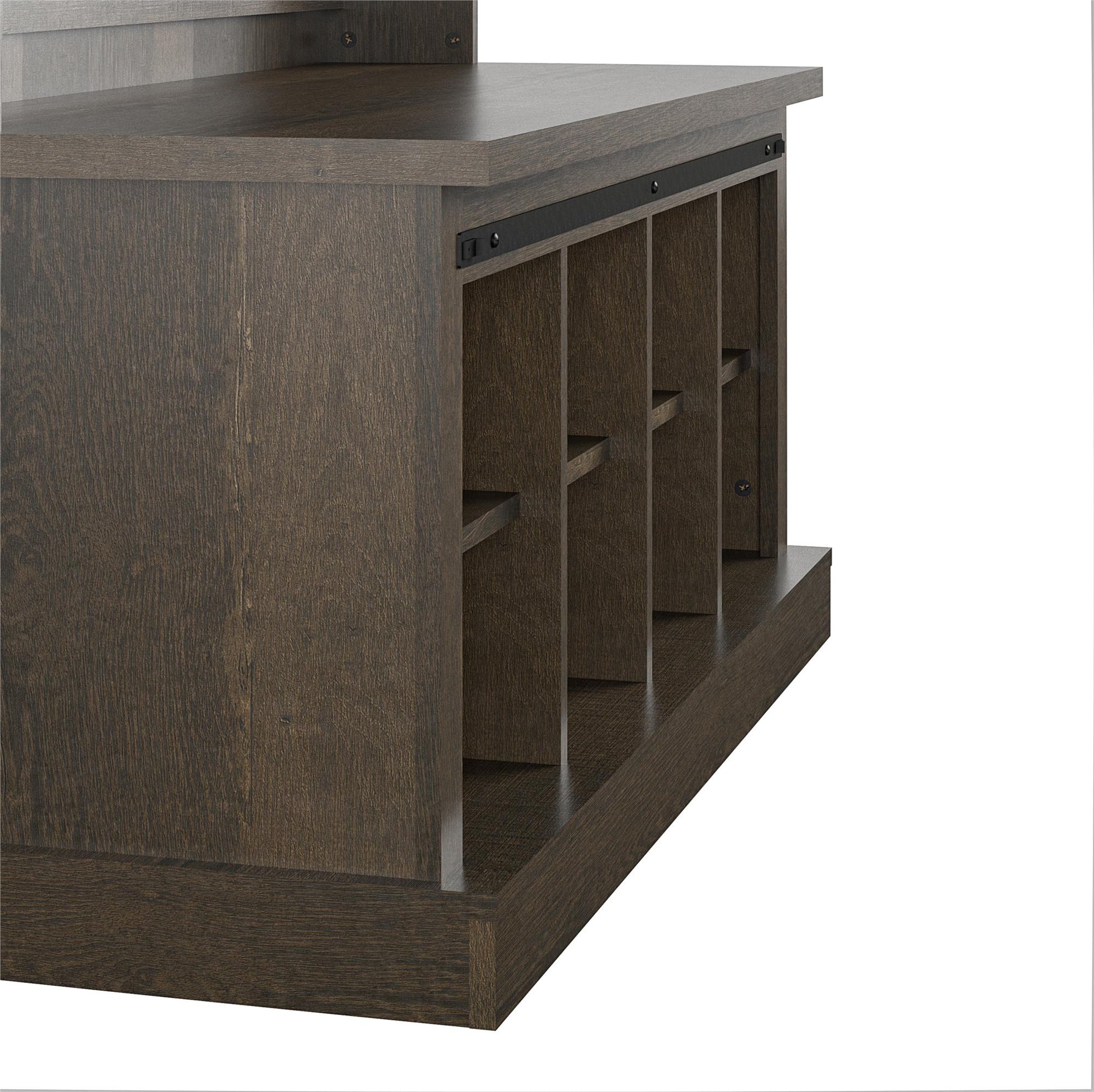 Knox County Entryway Bench with Hall Tree with 8 Cubbies and 4 Hooks - Brown Oak