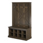 Knox County Entryway Bench with Hall Tree with 8 Cubbies and 4 Hooks - Brown Oak