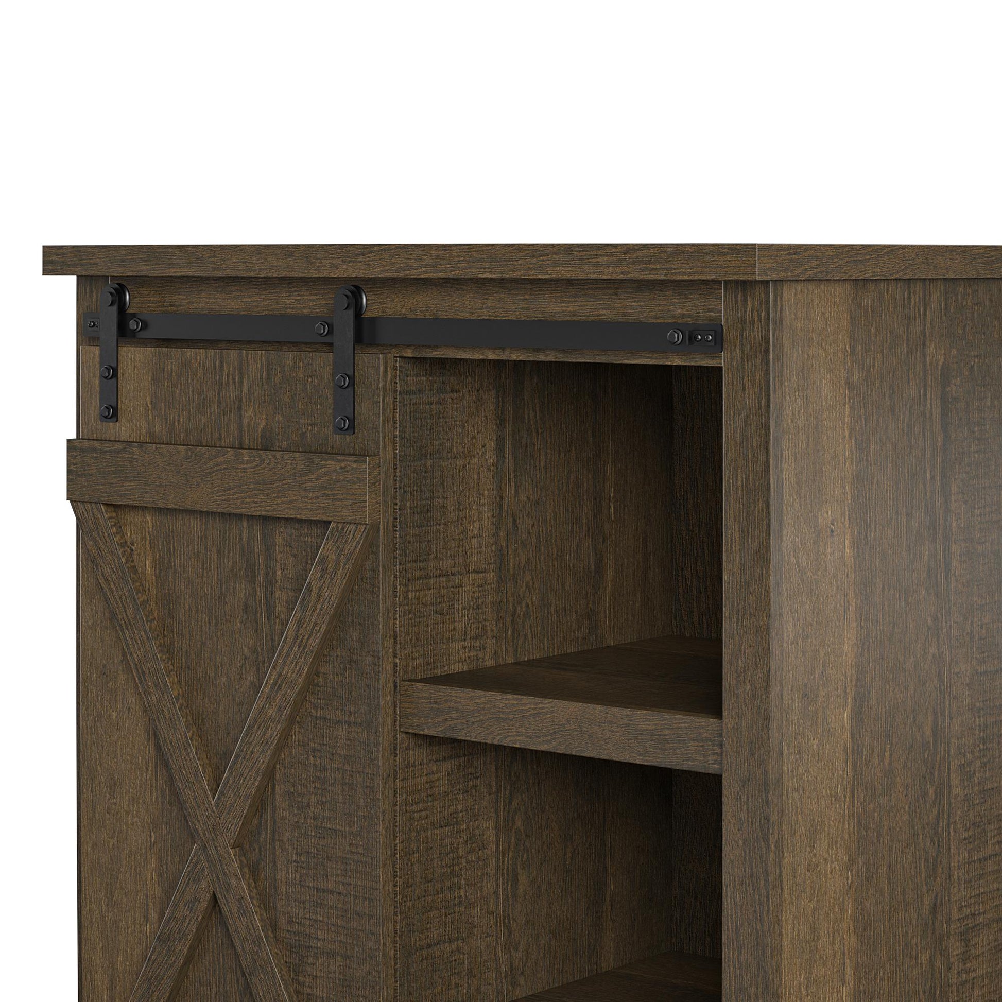 Knox County Bar Cabinet with Sliding Door and 12 Bottle Cubbies - Brown Oak