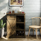 Knox County Bar Cabinet with Sliding Door and 12 Bottle Cubbies - Brown Oak