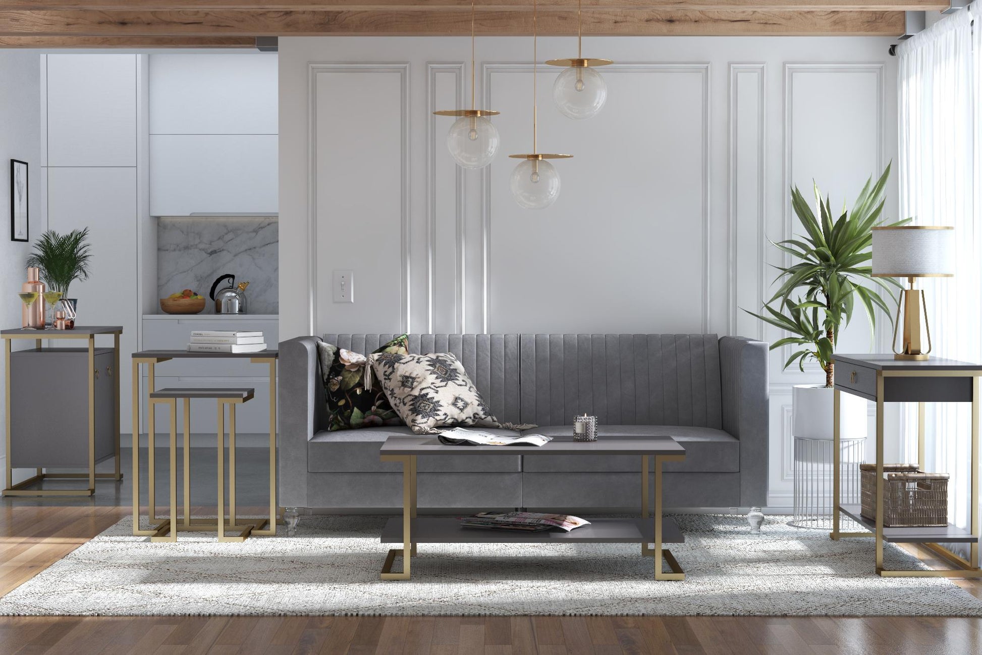 CosmoLiving by Cosmopolitan Camila Console Table - Graphite Grey