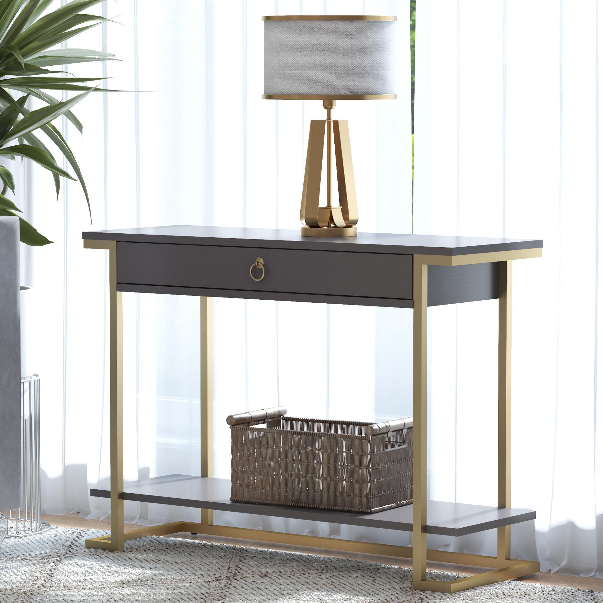 CosmoLiving by Cosmopolitan Camila Console Table - Graphite Grey