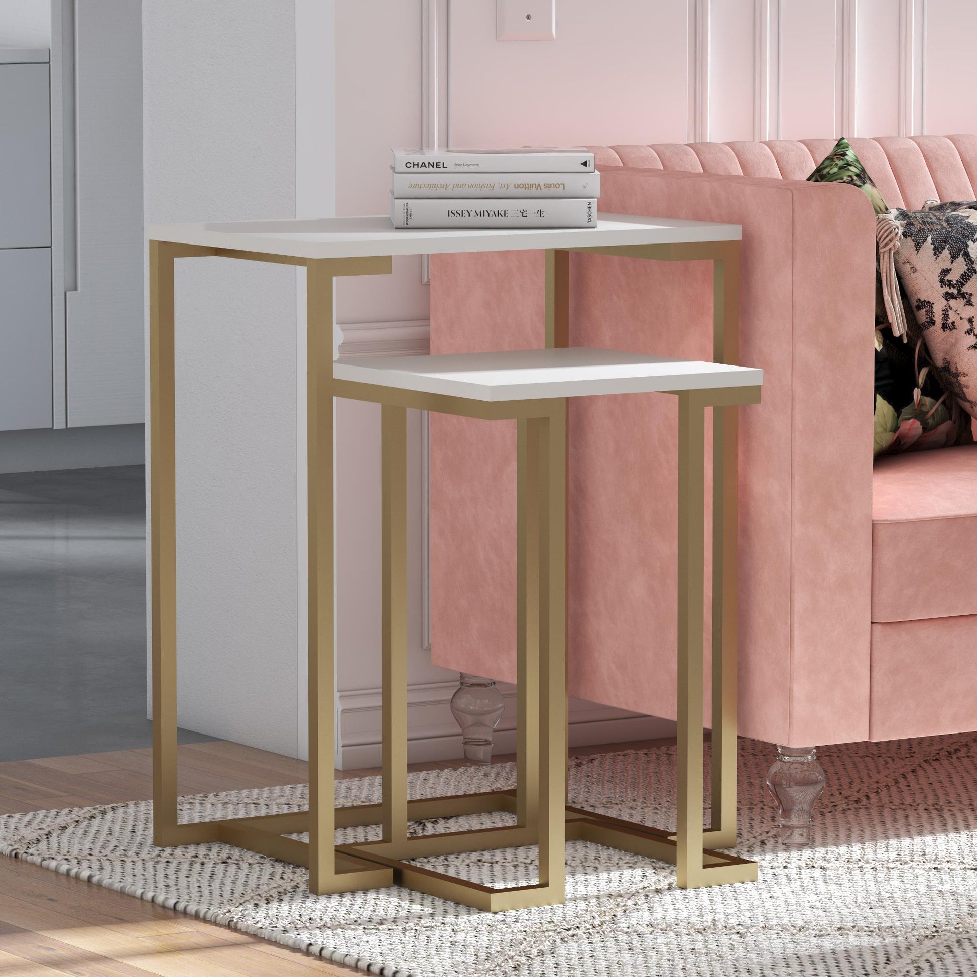 CosmoLiving by Cosmopolitan Camila Nesting Tables/Laptop Desk, White - White