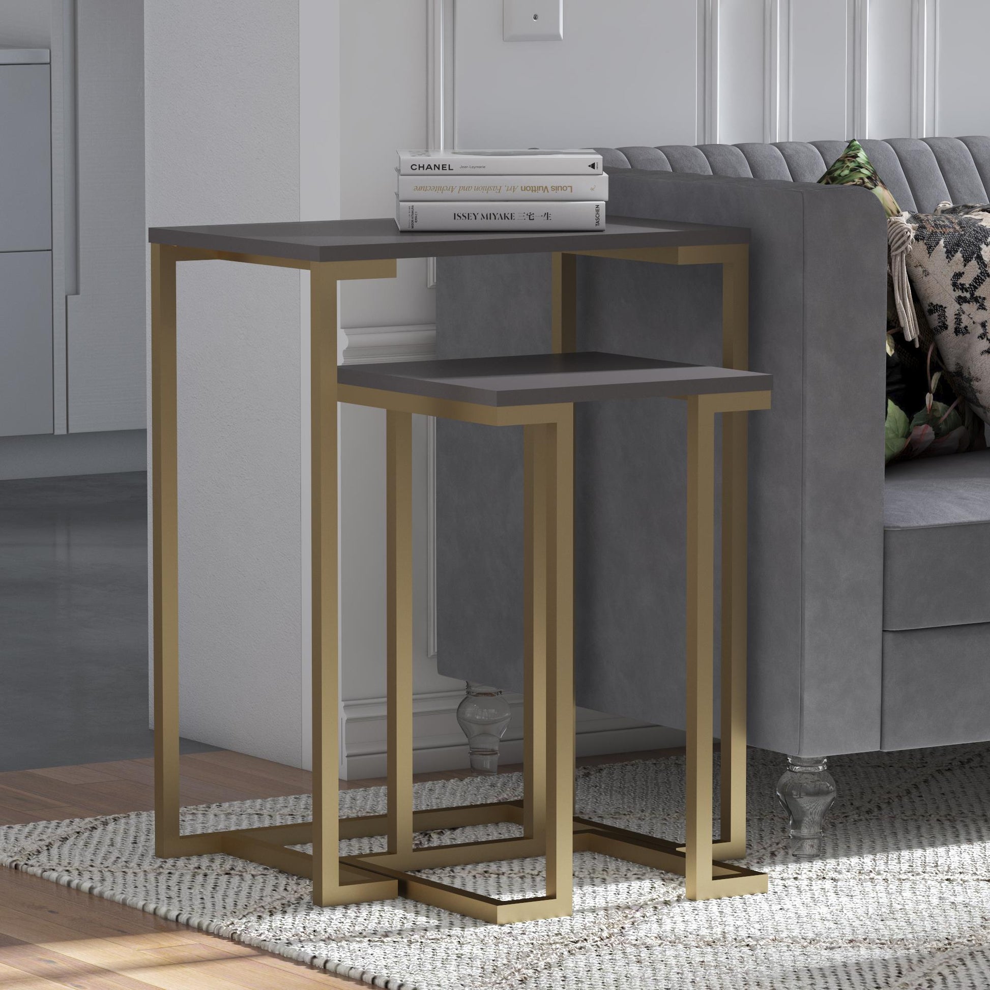 CosmoLiving by Cosmopolitan Camila Nesting Tables - Graphite Grey