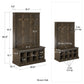 Knox County Entryway Bench with Hall Tree with 8 Cubbies and 4 Hooks - Brown Oak