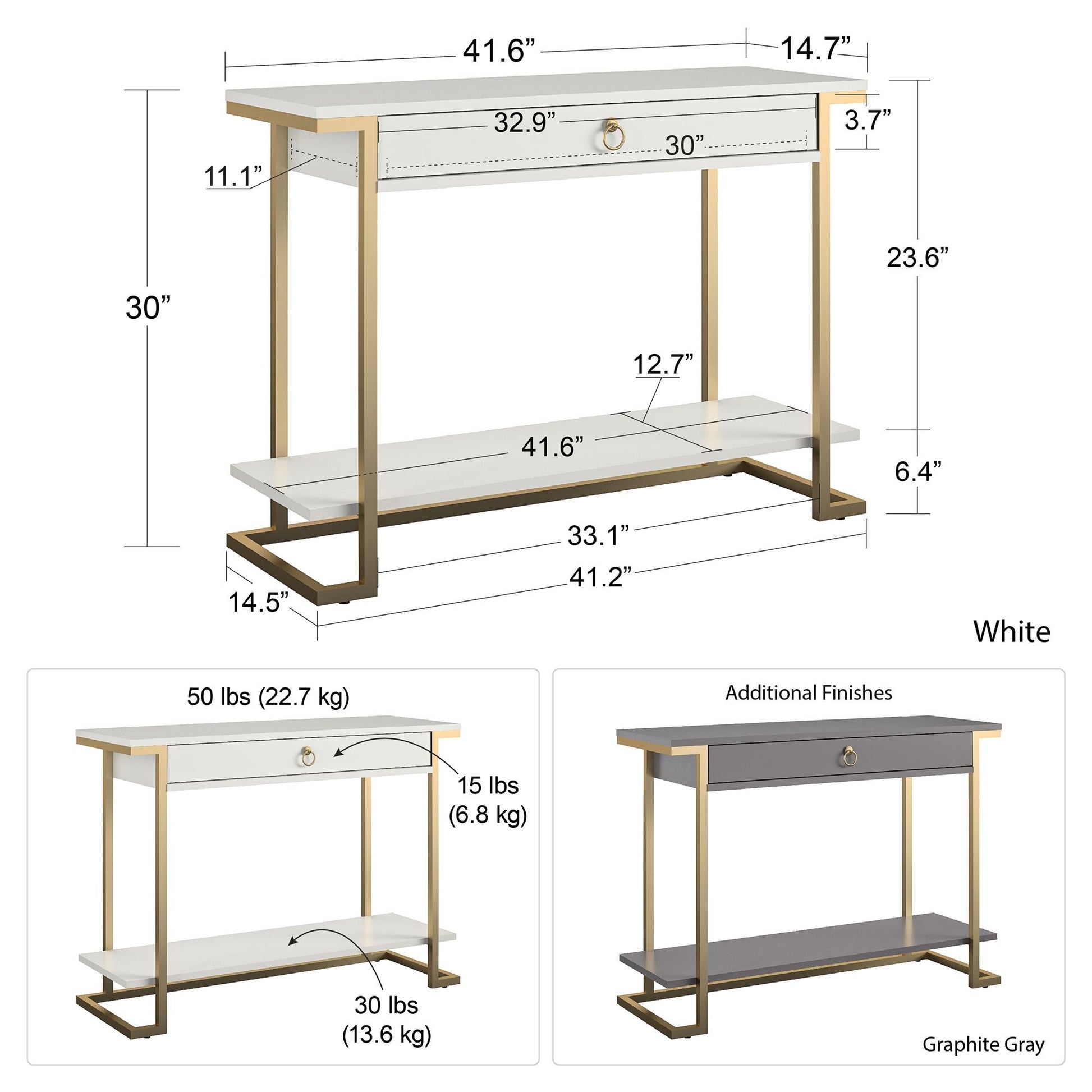 CosmoLiving by Cosmopolitan Camila Console Table - Graphite Grey