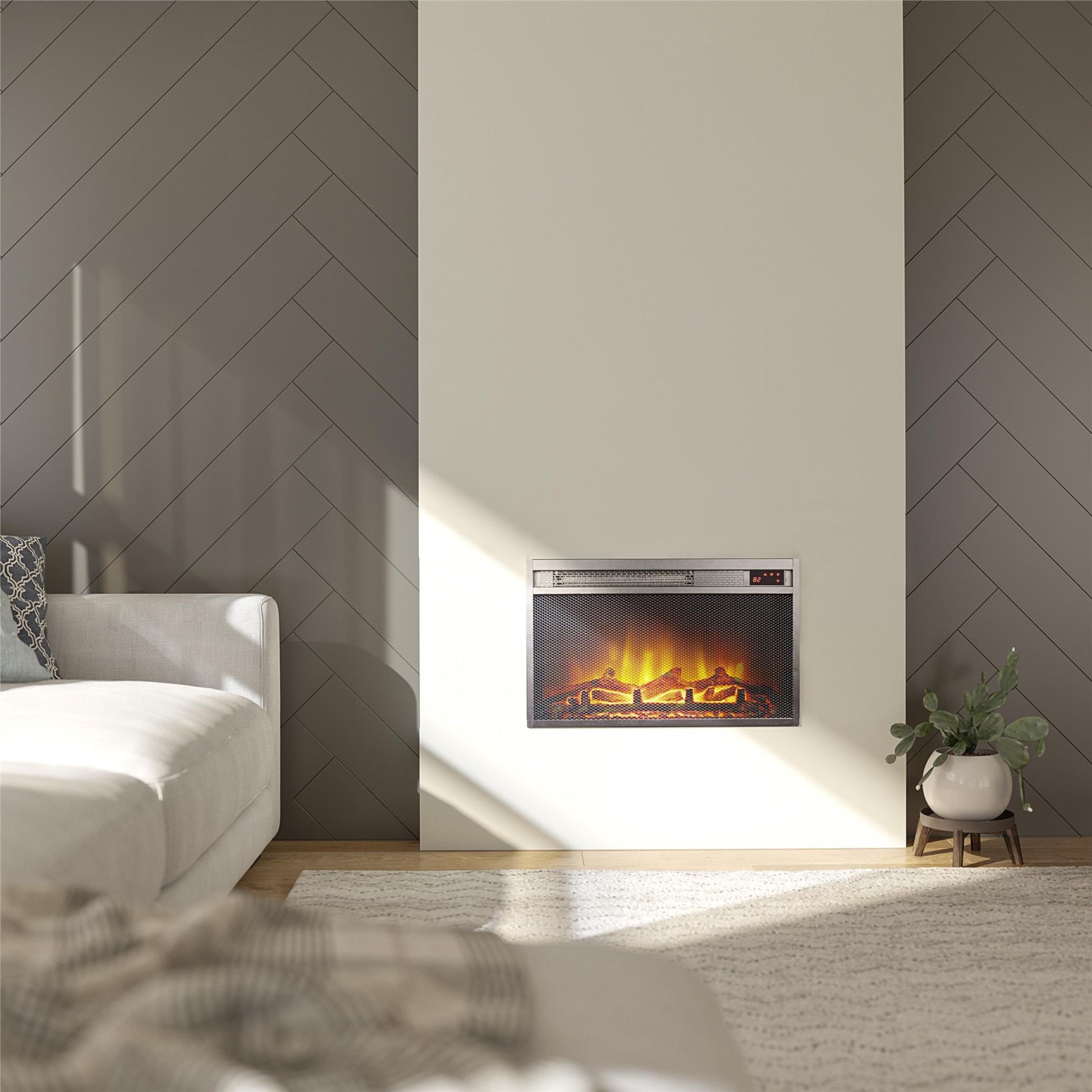 Electric Fireplace Insert with Mesh Front 23 Inch x 14 Inch - Black