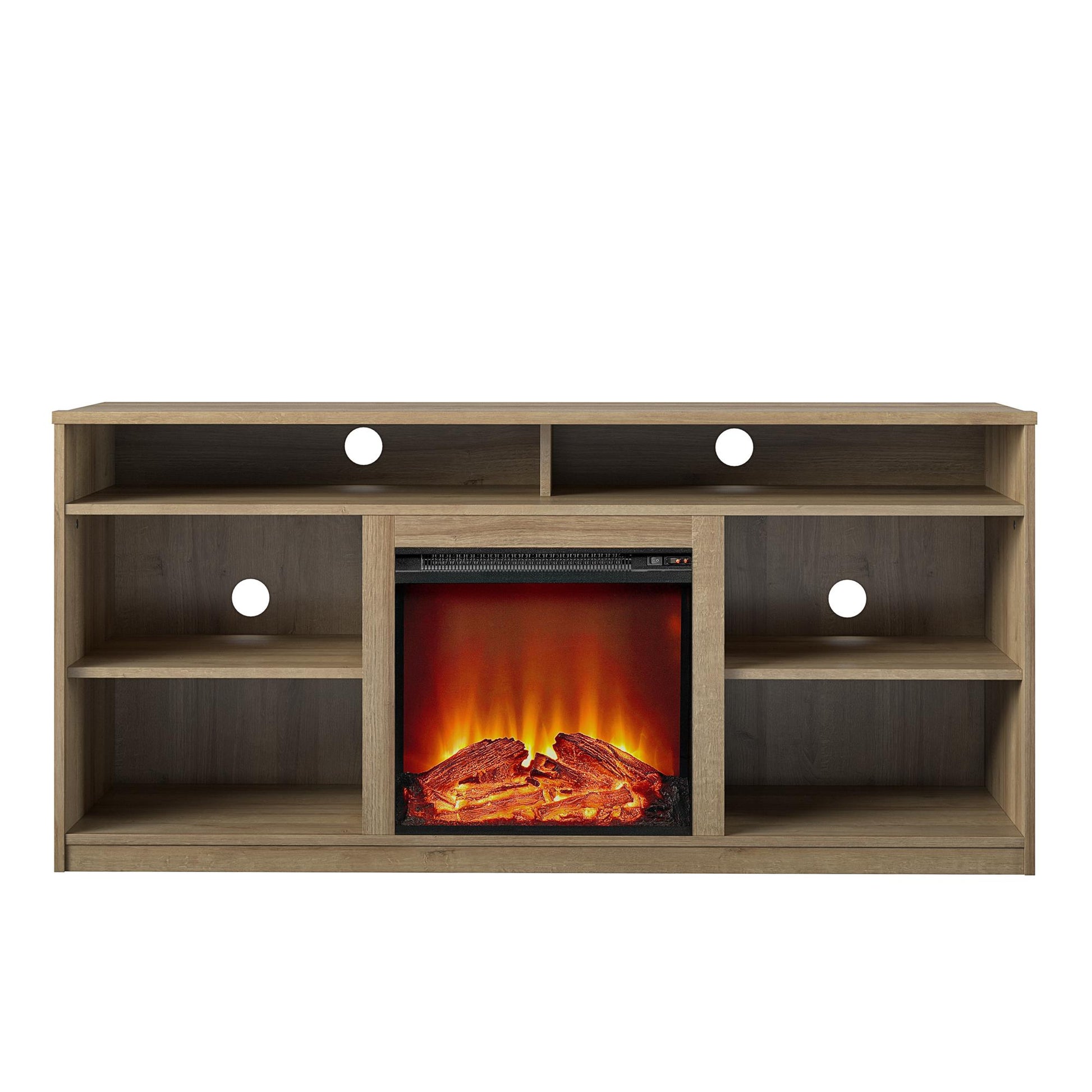Vesta Fireplace TV Stand for TVs up to 65 Inches with 6 Storage Shelves - Natural