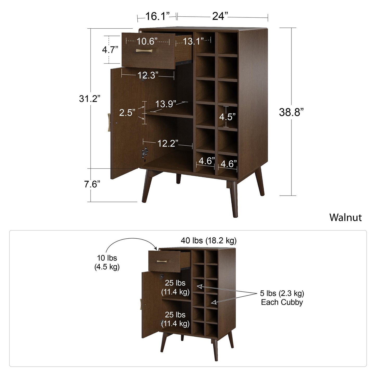 Brittany Bar Cabinet, Walnut - Florence Walnut