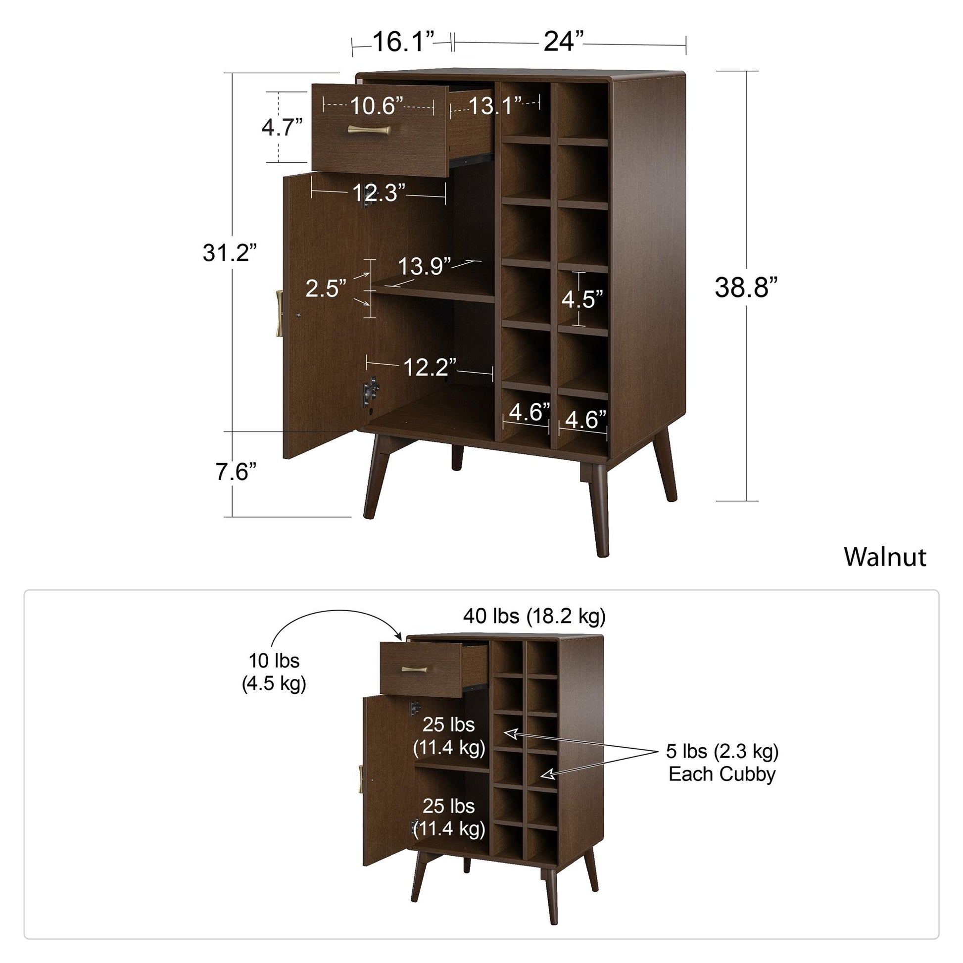 Brittany Bar Cabinet, Walnut - Florence Walnut