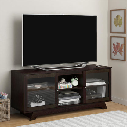 Englewood TV Stand for TVs up to 55 Inch with Glass Doors - Espresso
