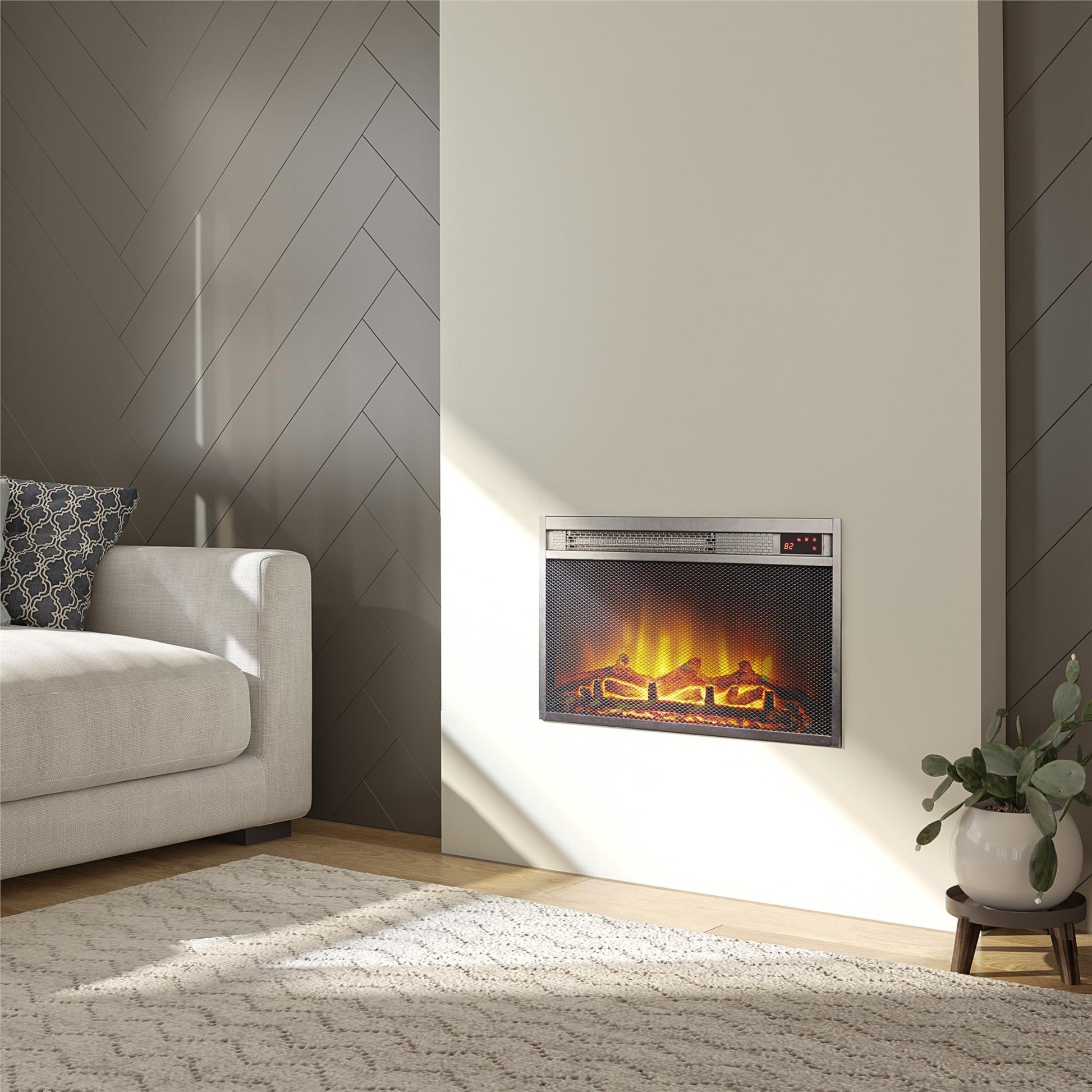 Electric Fireplace Insert with Mesh Front 23 Inch x 14 Inch - Black