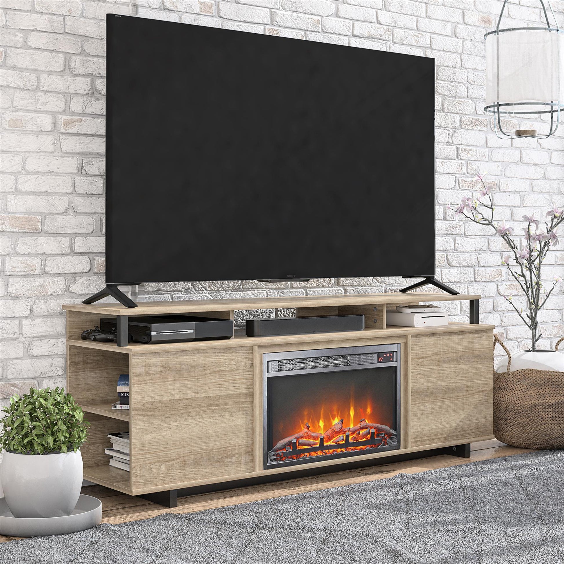 Electric Fireplace Insert with Mesh Front 23 Inch x 14 Inch - Black