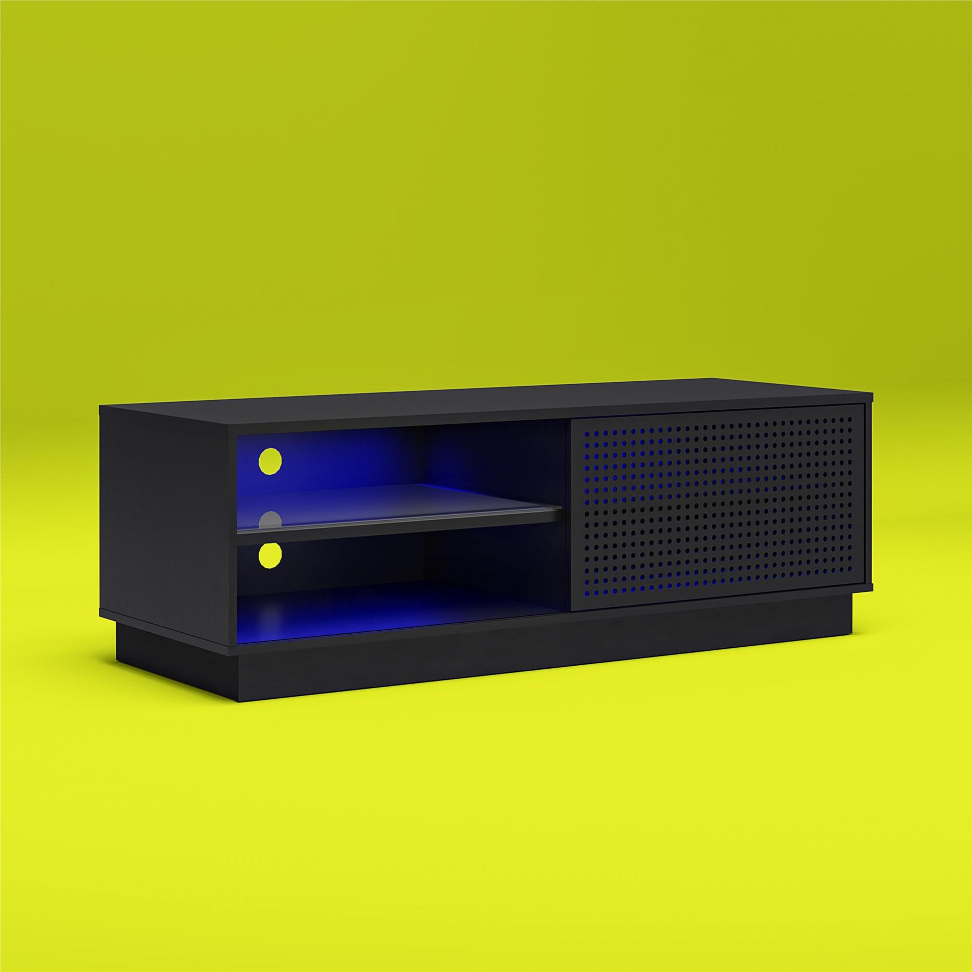 Glitch Gaming TV Stand for TVs up to 60 Inch with LED Lights - Black
