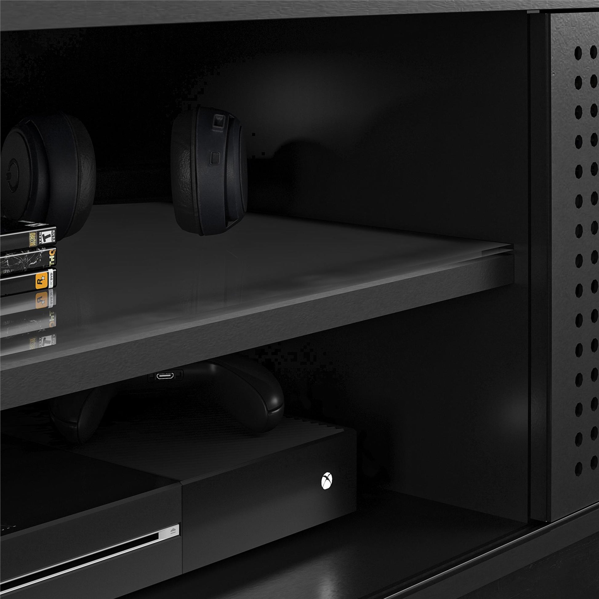 Glitch Gaming TV Stand for TVs up to 60 Inch with LED Lights - Black