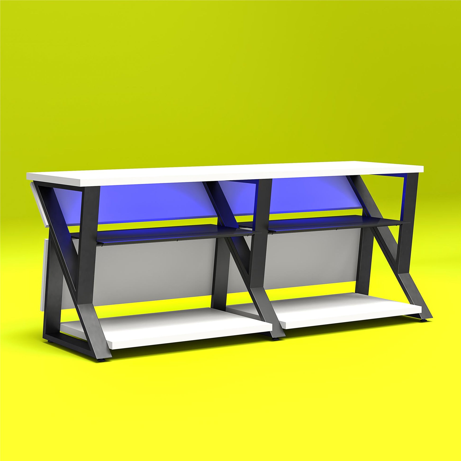 Genesis Gaming TV Stand for TVs up to 70 Inch with LED Lights - White