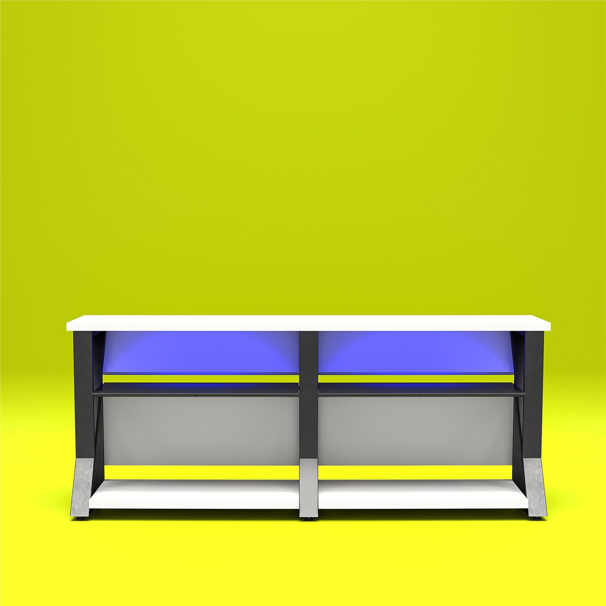 Genesis Gaming TV Stand for TVs up to 70 Inch with LED Lights - White
