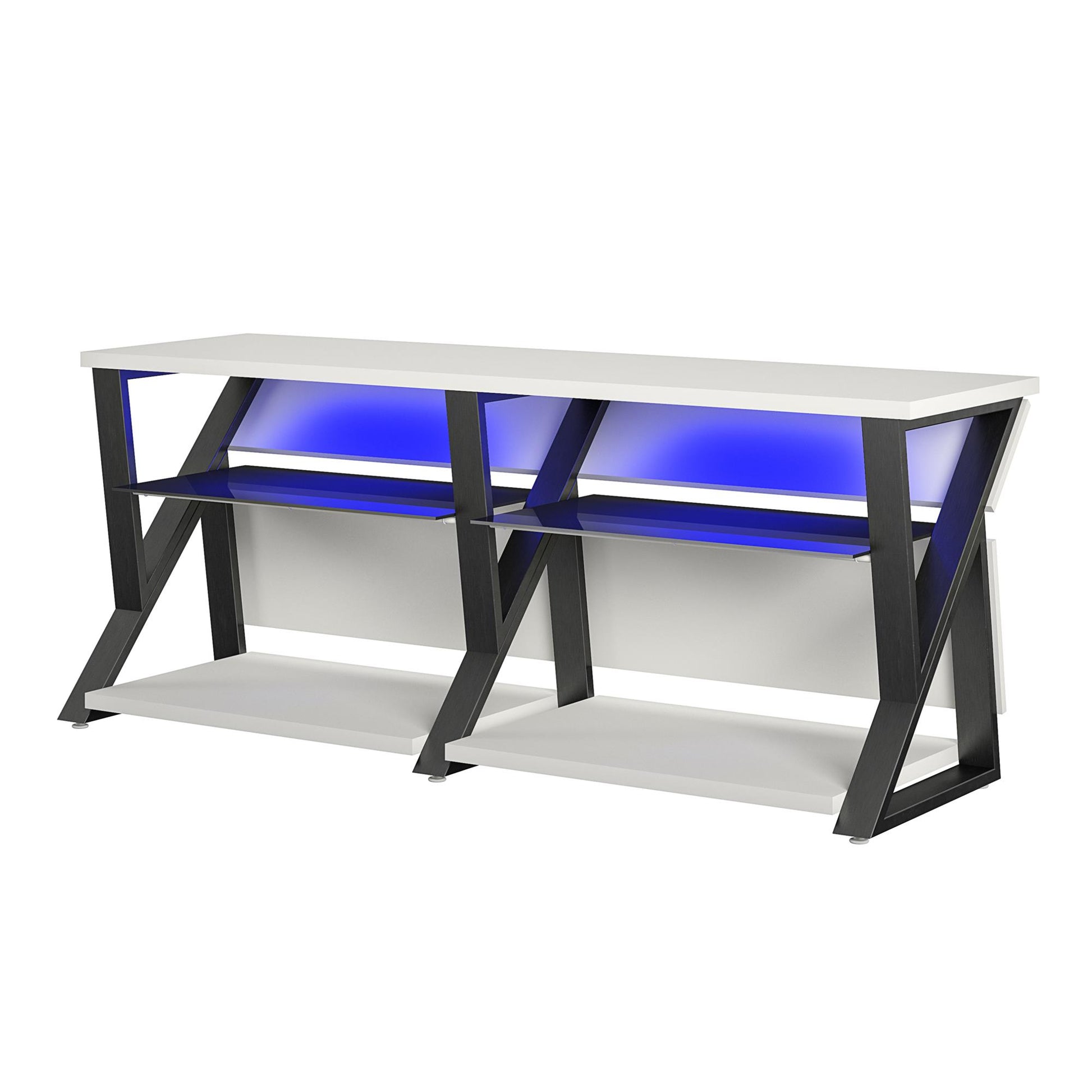 Genesis Gaming TV Stand for TVs up to 70 Inch with LED Lights - White