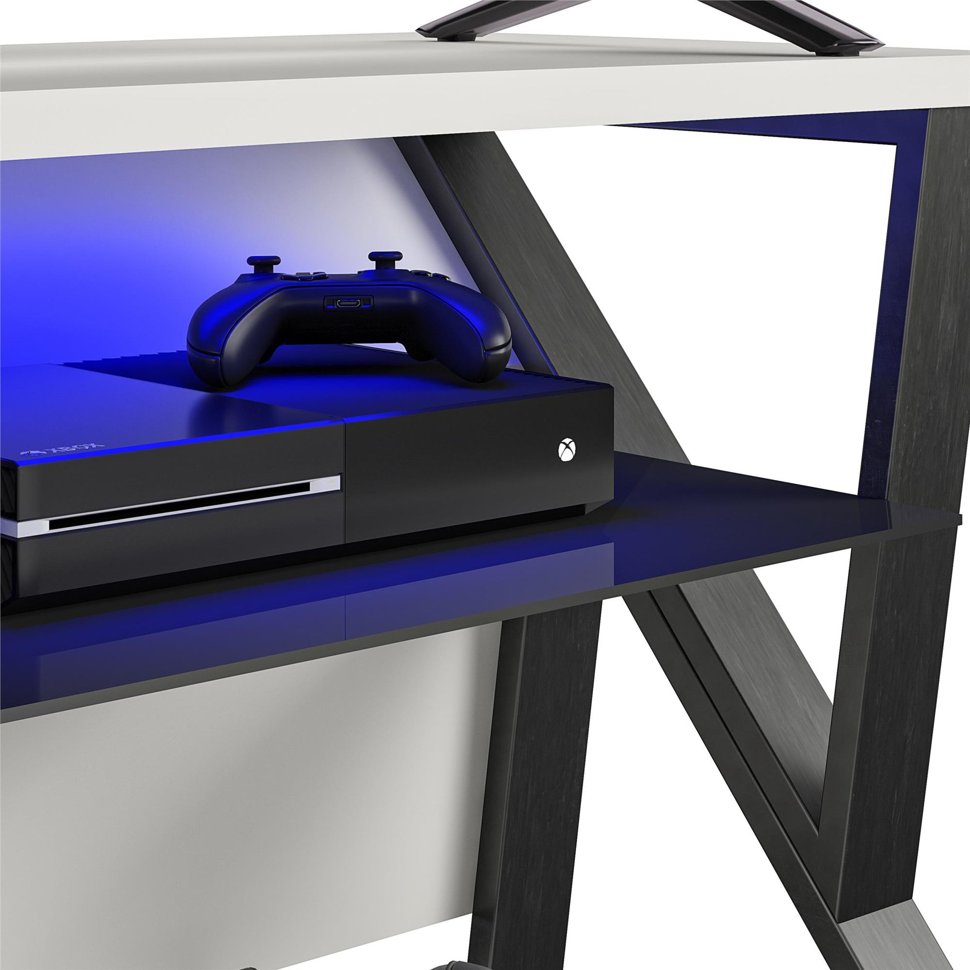 Genesis Gaming TV Stand for TVs up to 70 Inch with LED Lights - White