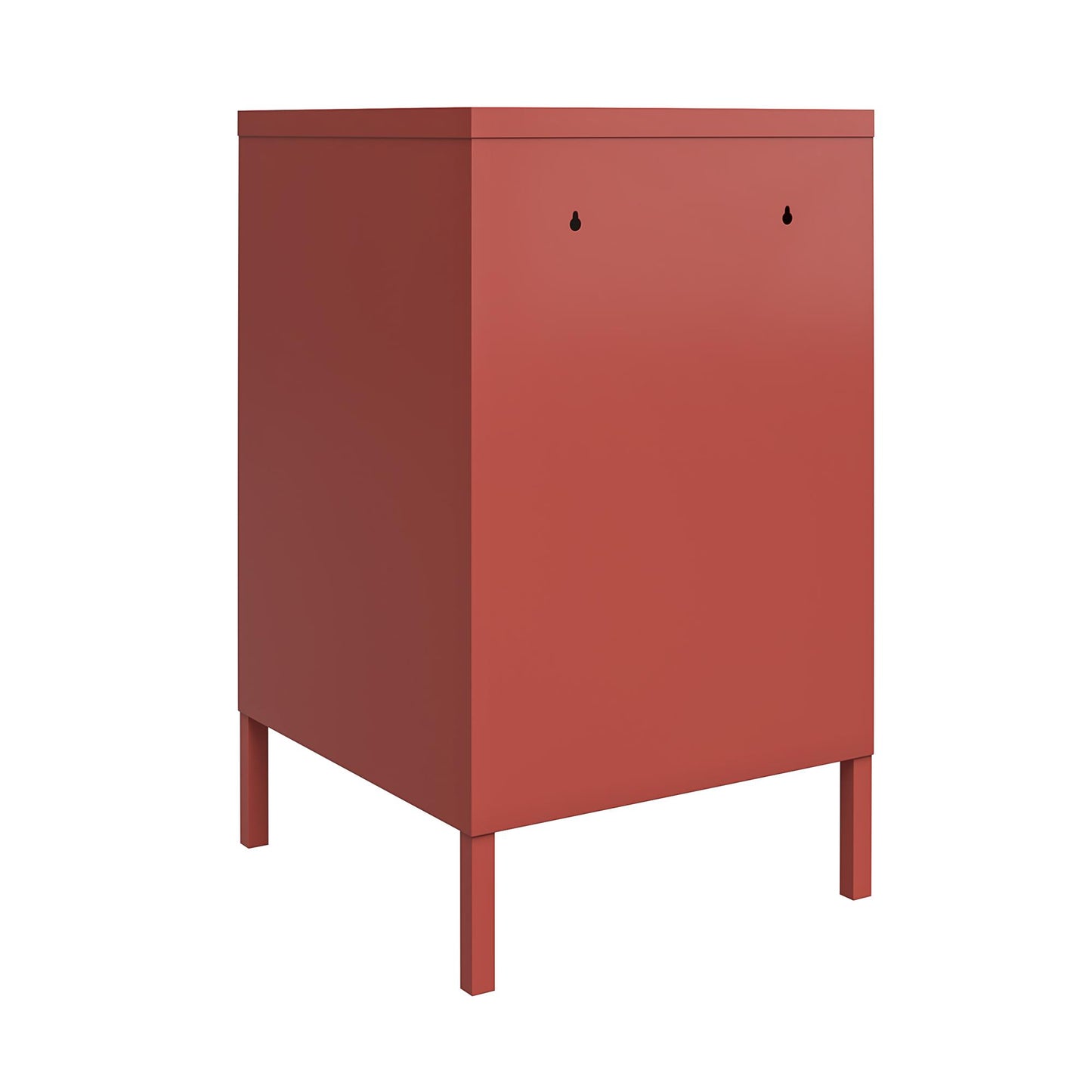 Shadwick Closed Door Metal Locker End Table with 2 Shelves - Terracotta