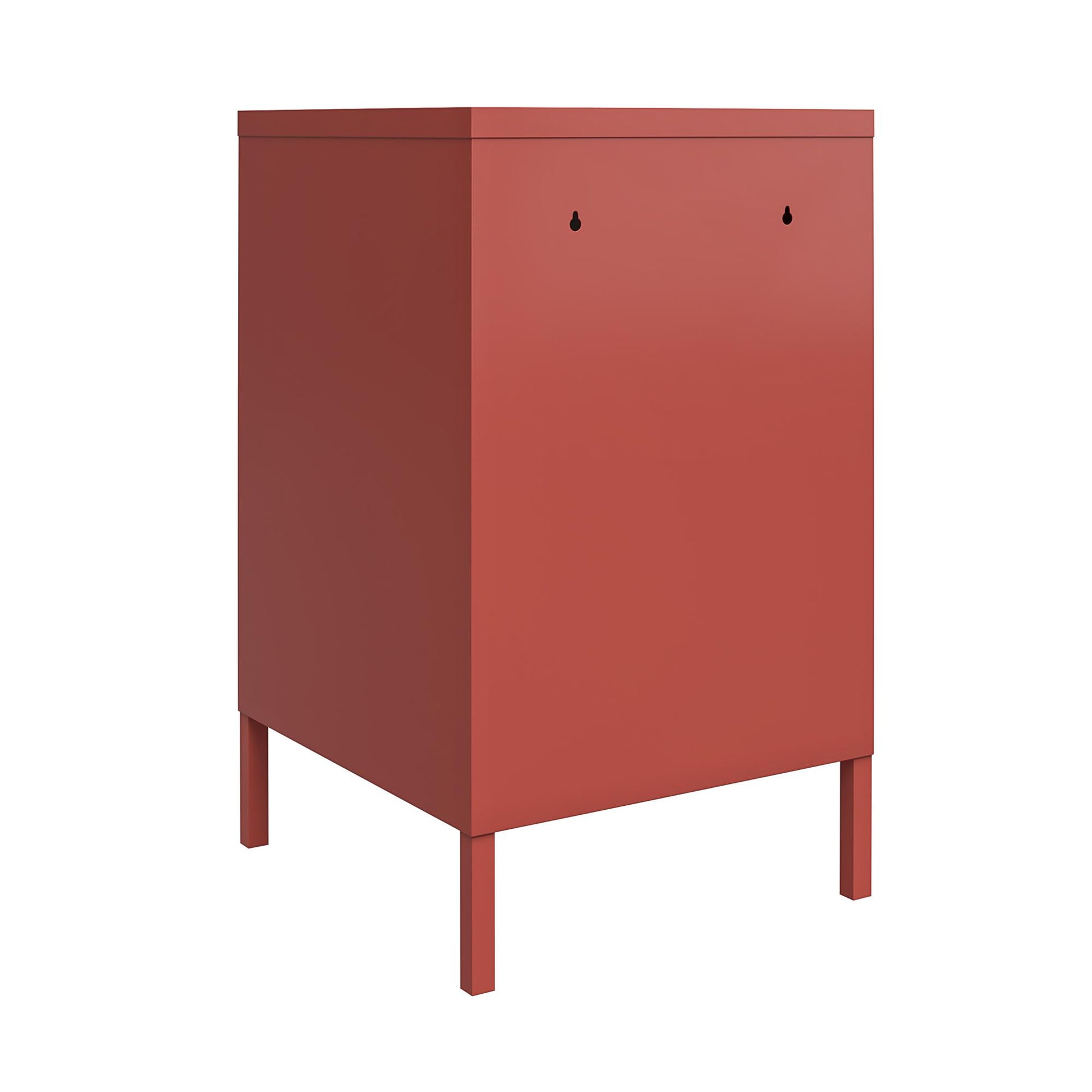 Shadwick Closed Door Metal Locker End Table with 2 Shelves - Terracotta